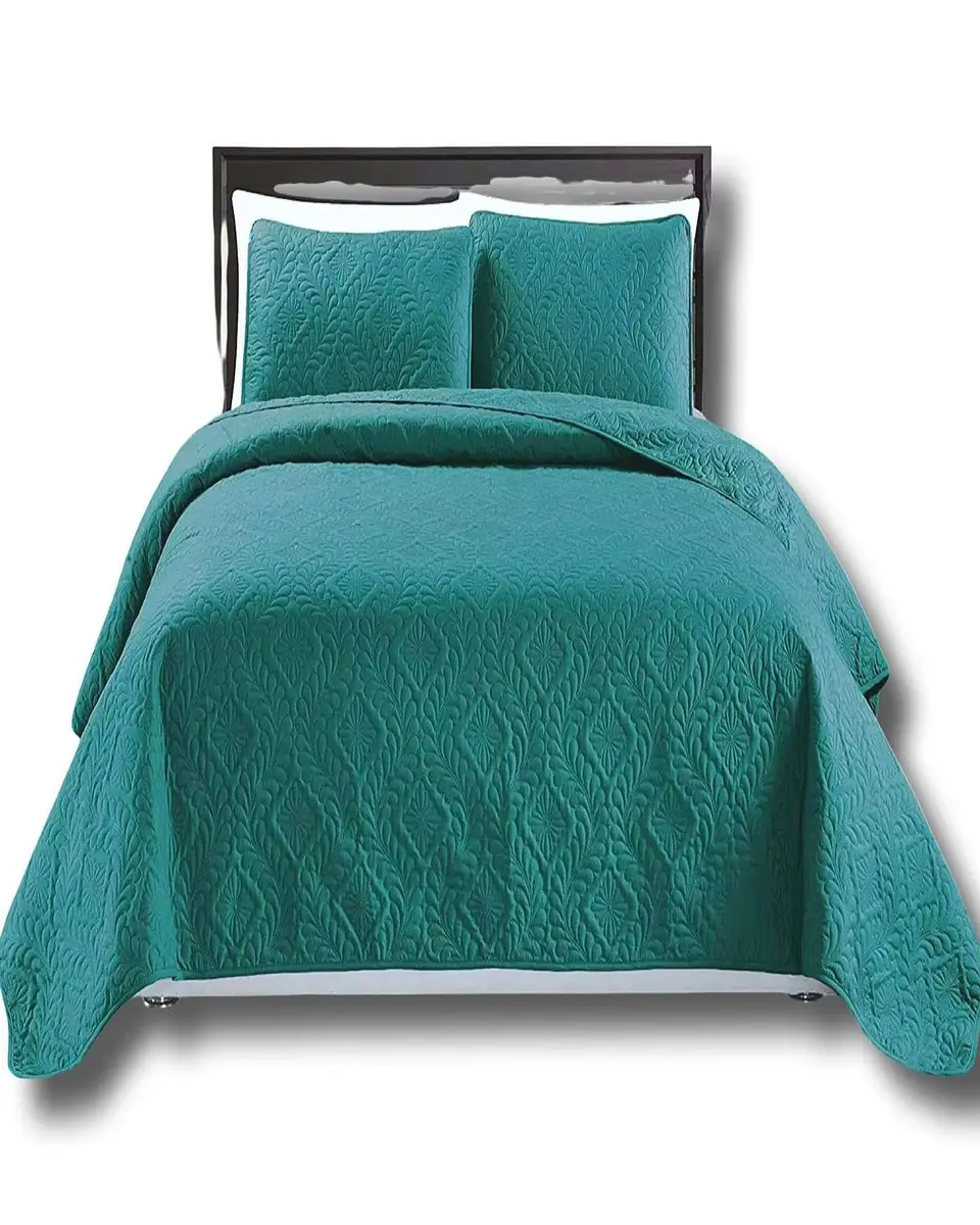 CUBRECAMA ELEGANTE  QUILT VERANO 2 PLAZA TURQUESA 1