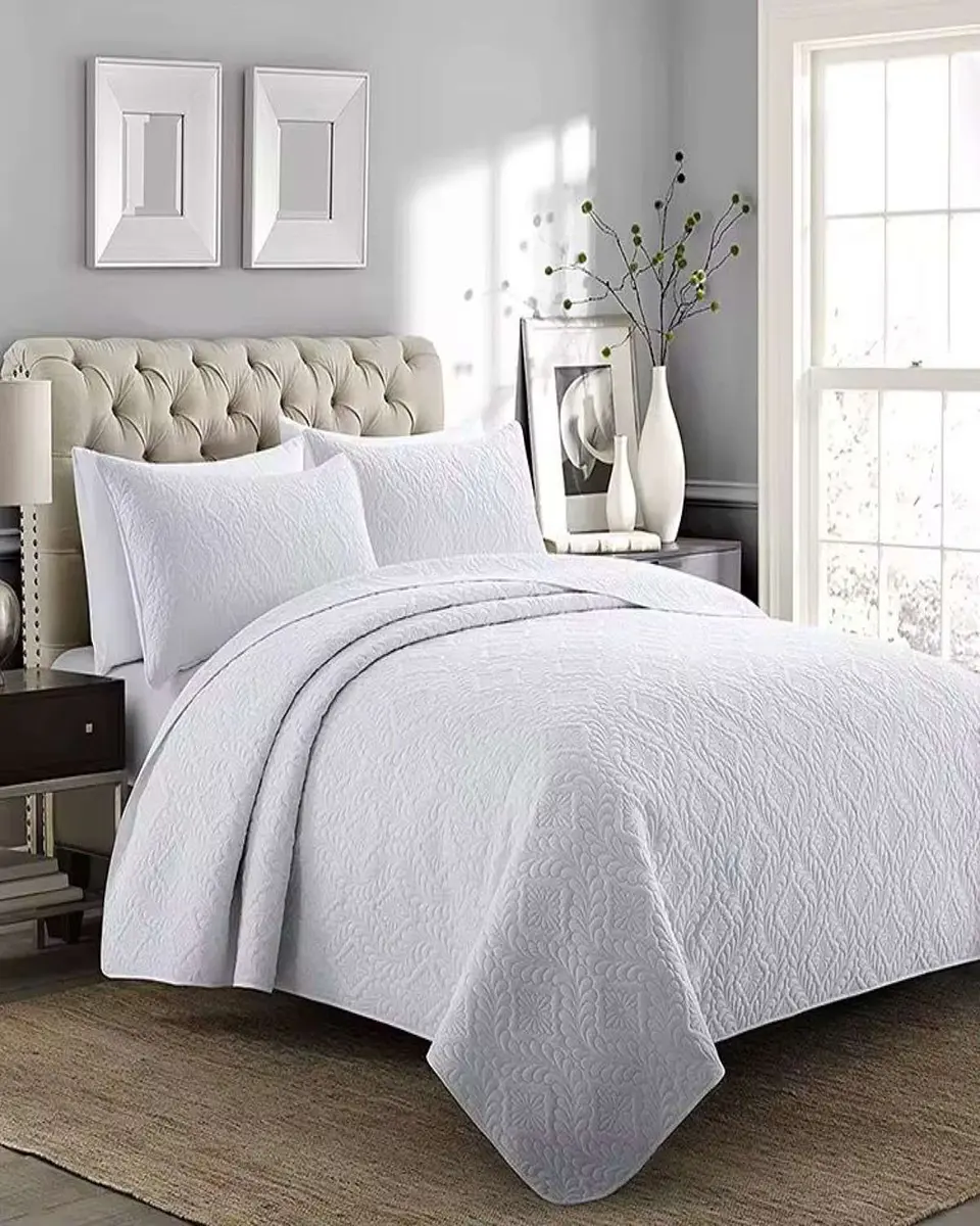 CUBRECAMA ELEGANTE  QUILT VERANO 2 PLAZA BLANCO 4