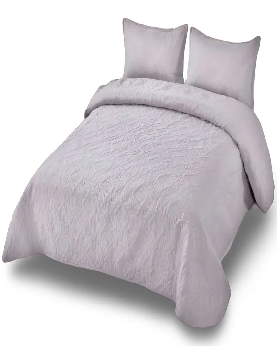 CUBRECAMA ELEGANTE  QUILT VERANO 2 PLAZA GRIS 2
