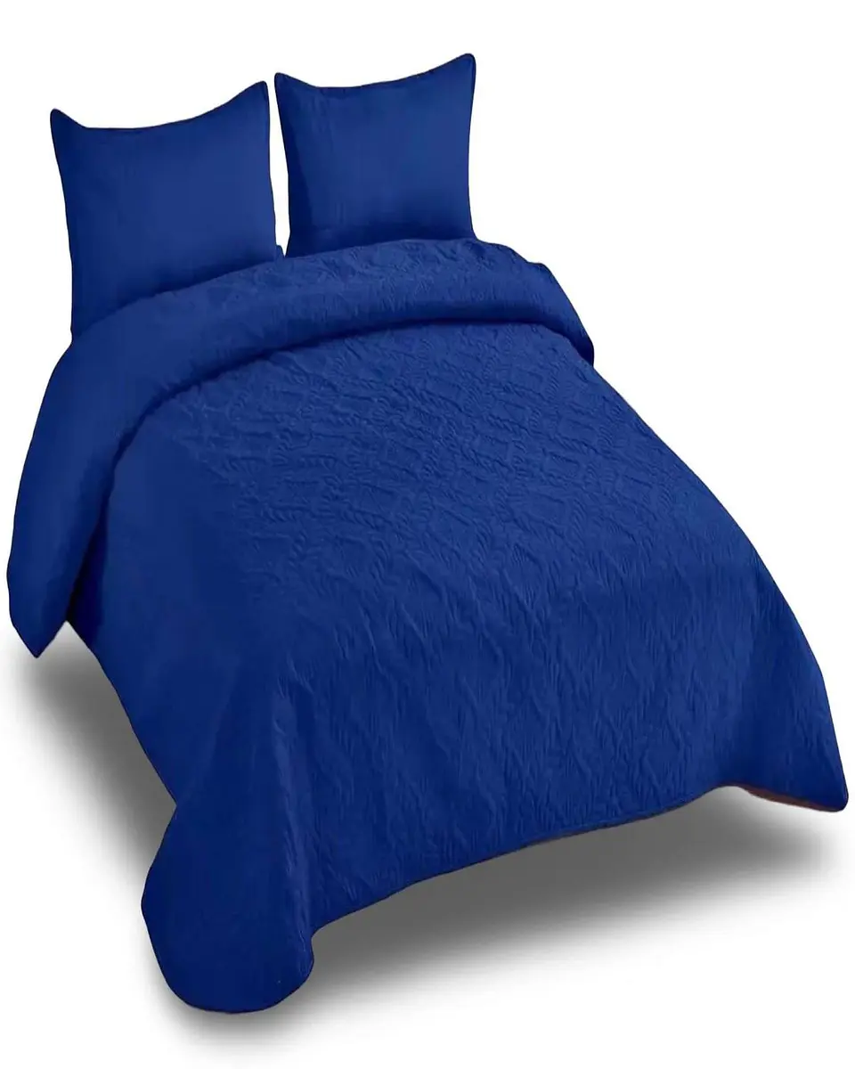 CUBRECAMA ELEGANTE  QUILT VERANO 2 PLAZA AZUL 1