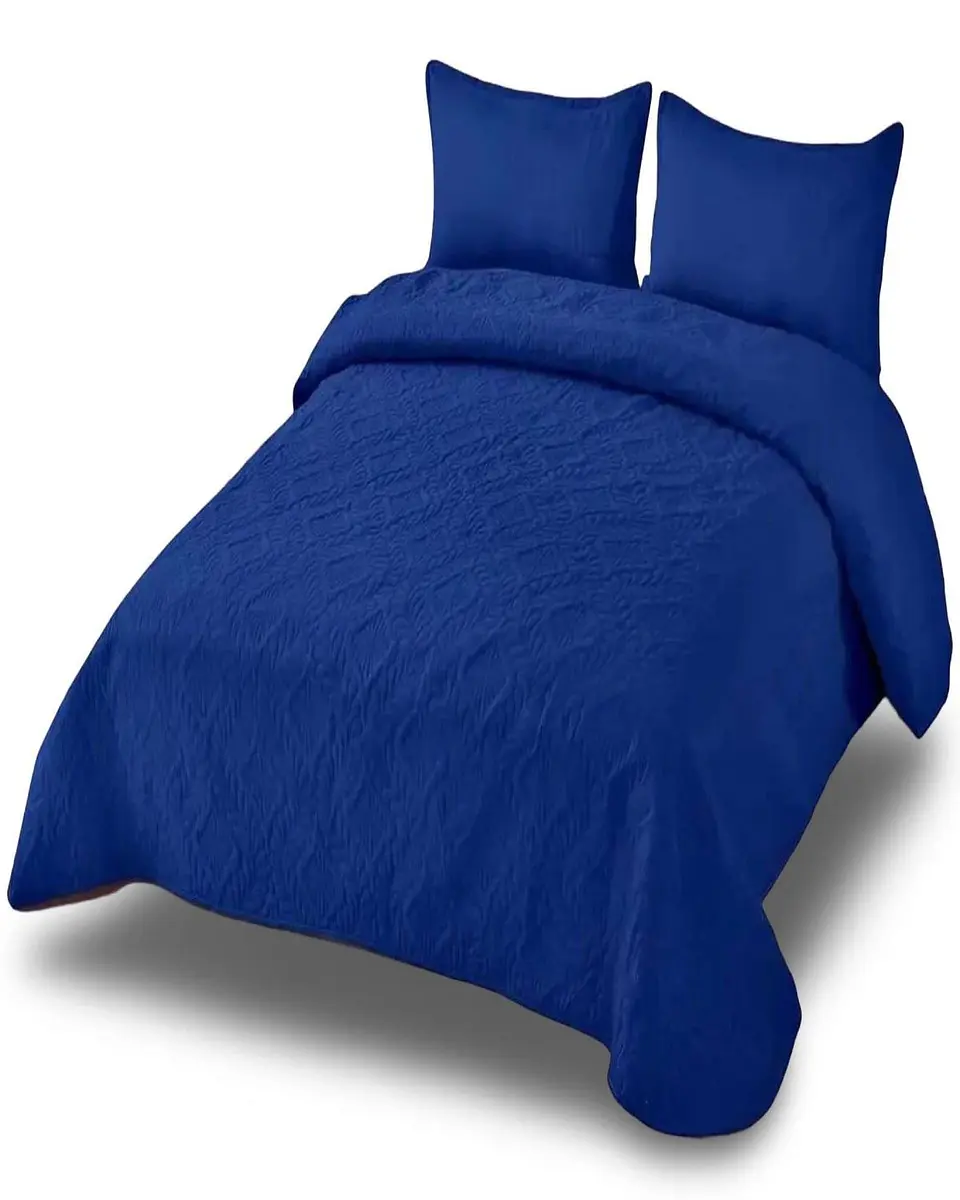 CUBRECAMA ELEGANTE  QUILT VERANO 2 PLAZA AZUL 2