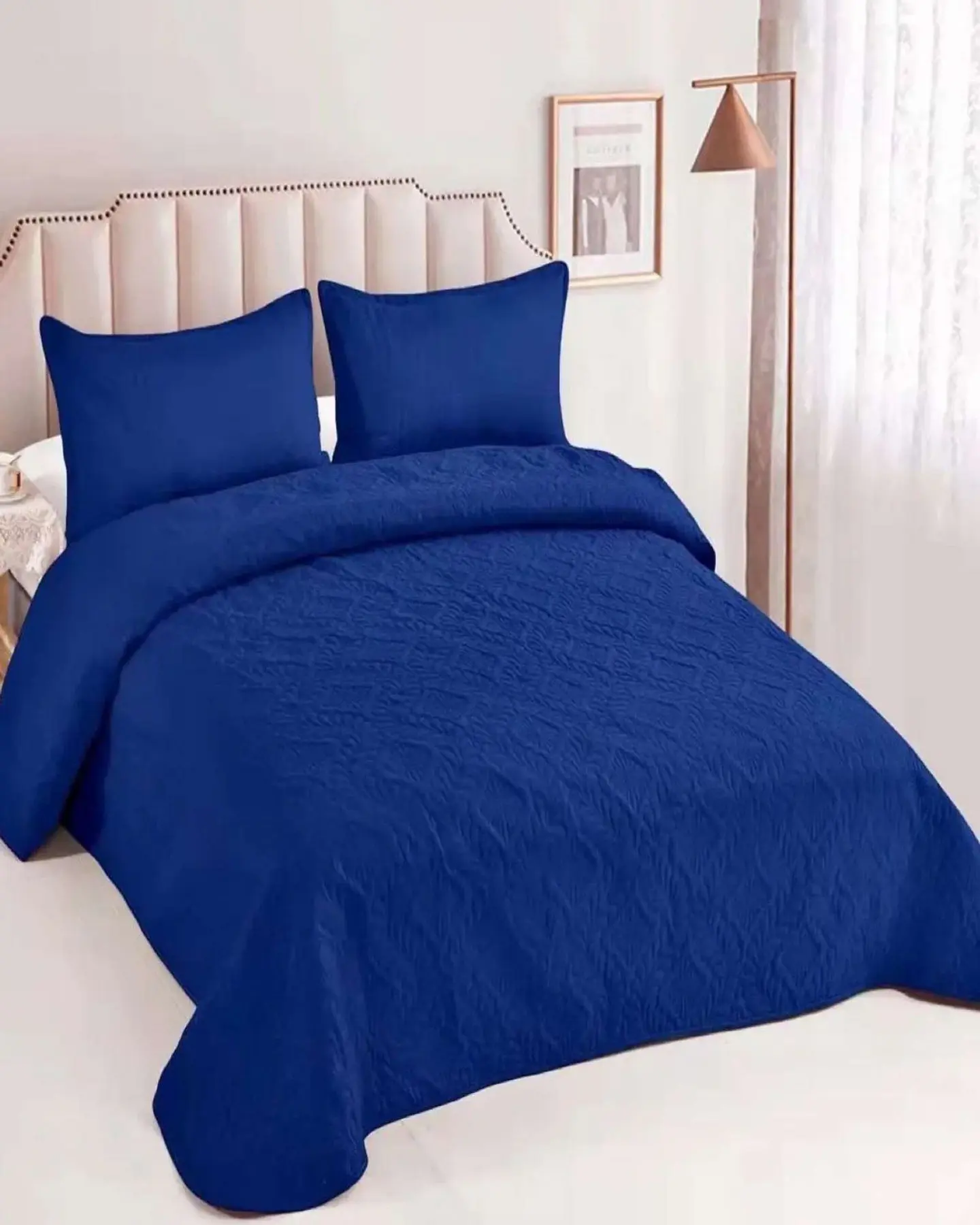 CUBRECAMA ELEGANTE  QUILT VERANO 2 PLAZA AZUL 4