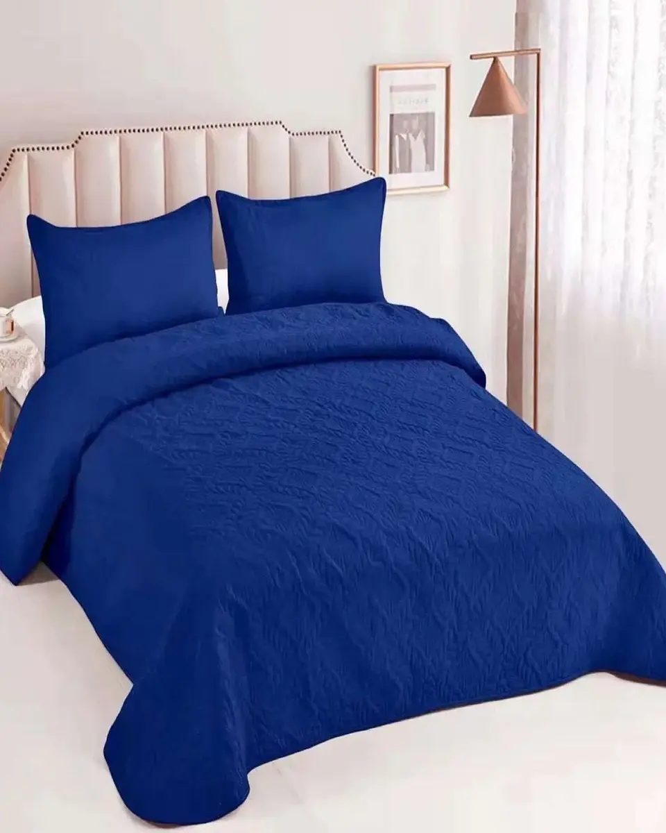 CUBRECAMA ELEGANTE  QUILT VERANO 2 PLAZA AZUL 4
