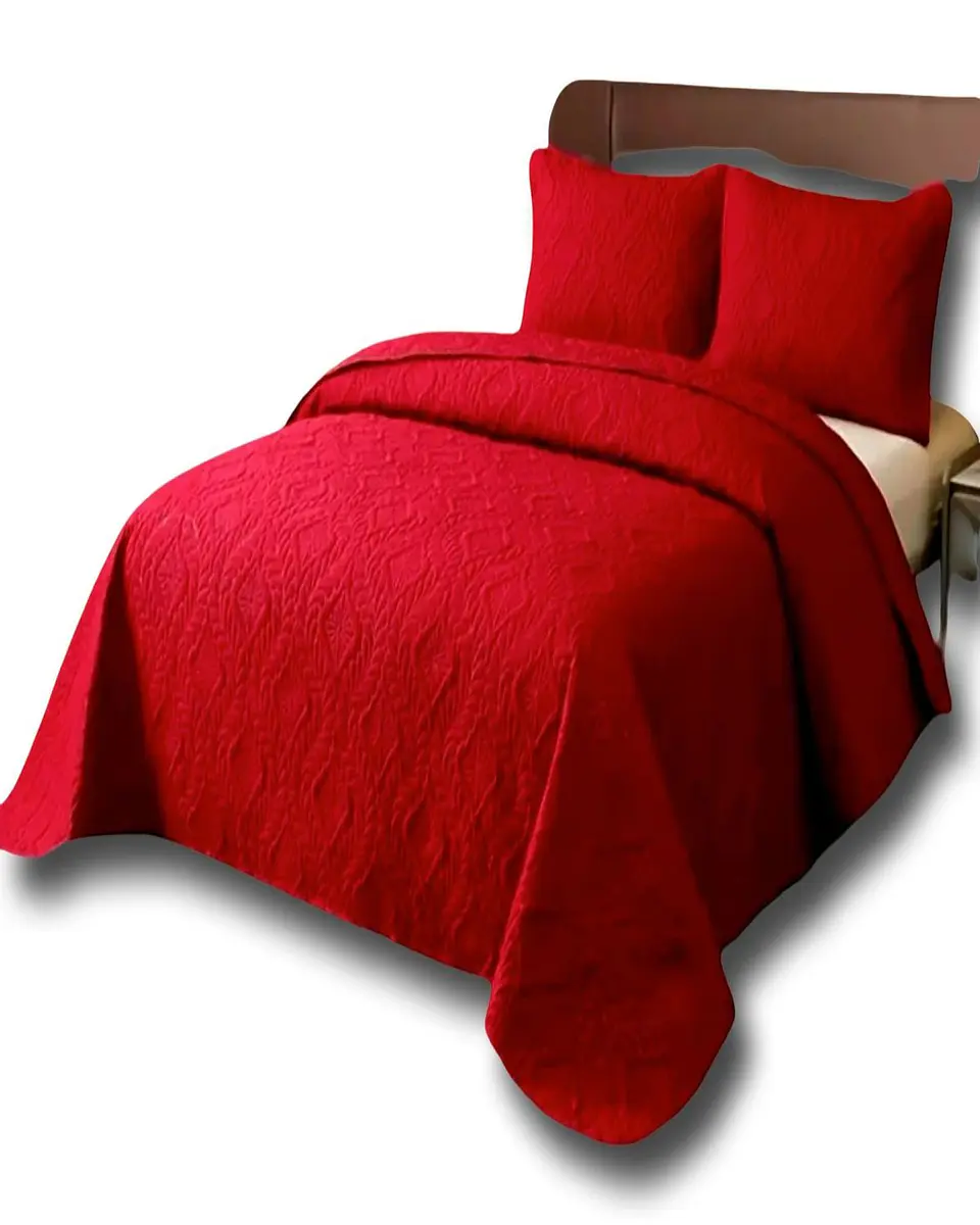 CUBRECAMA ELEGANTE  QUILT VERANO KING - SUPER KING 250 CM X 270 CM ROJO 1