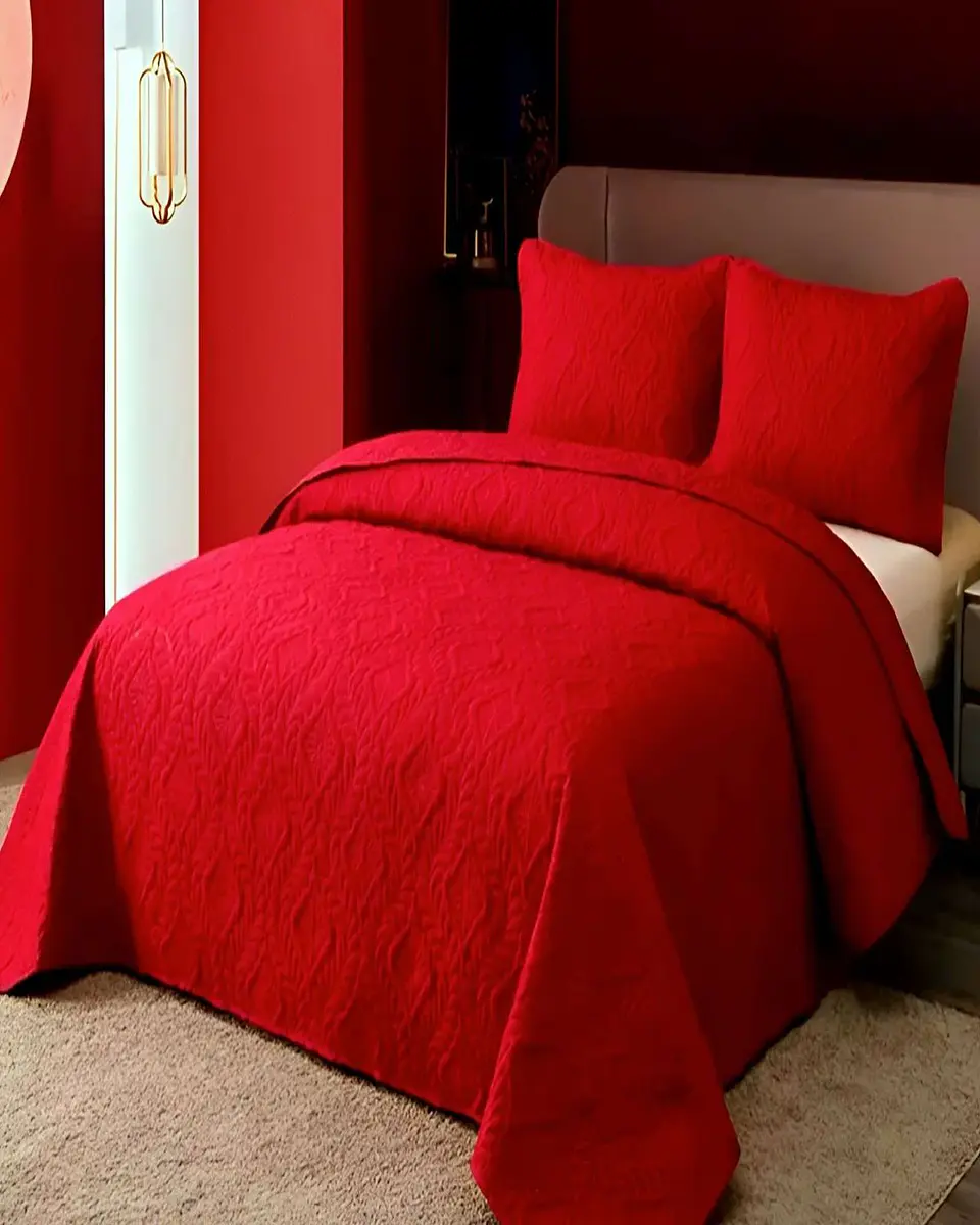 CUBRECAMA ELEGANTE  QUILT VERANO KING - SUPER KING 250 CM X 270 CM ROJO 4