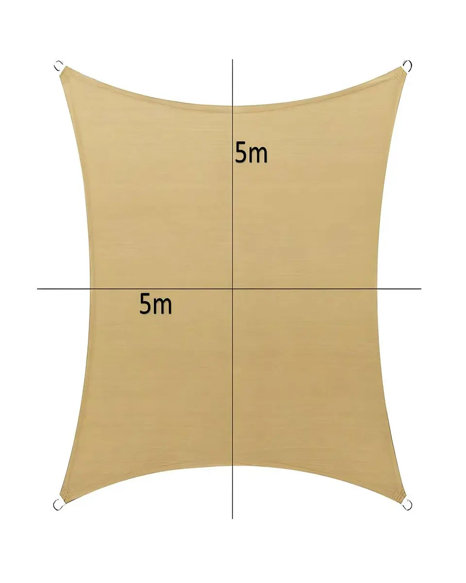 Toldo de Lona 5x5  Cuadrada Vela para Sombra Parasol Permeable 4