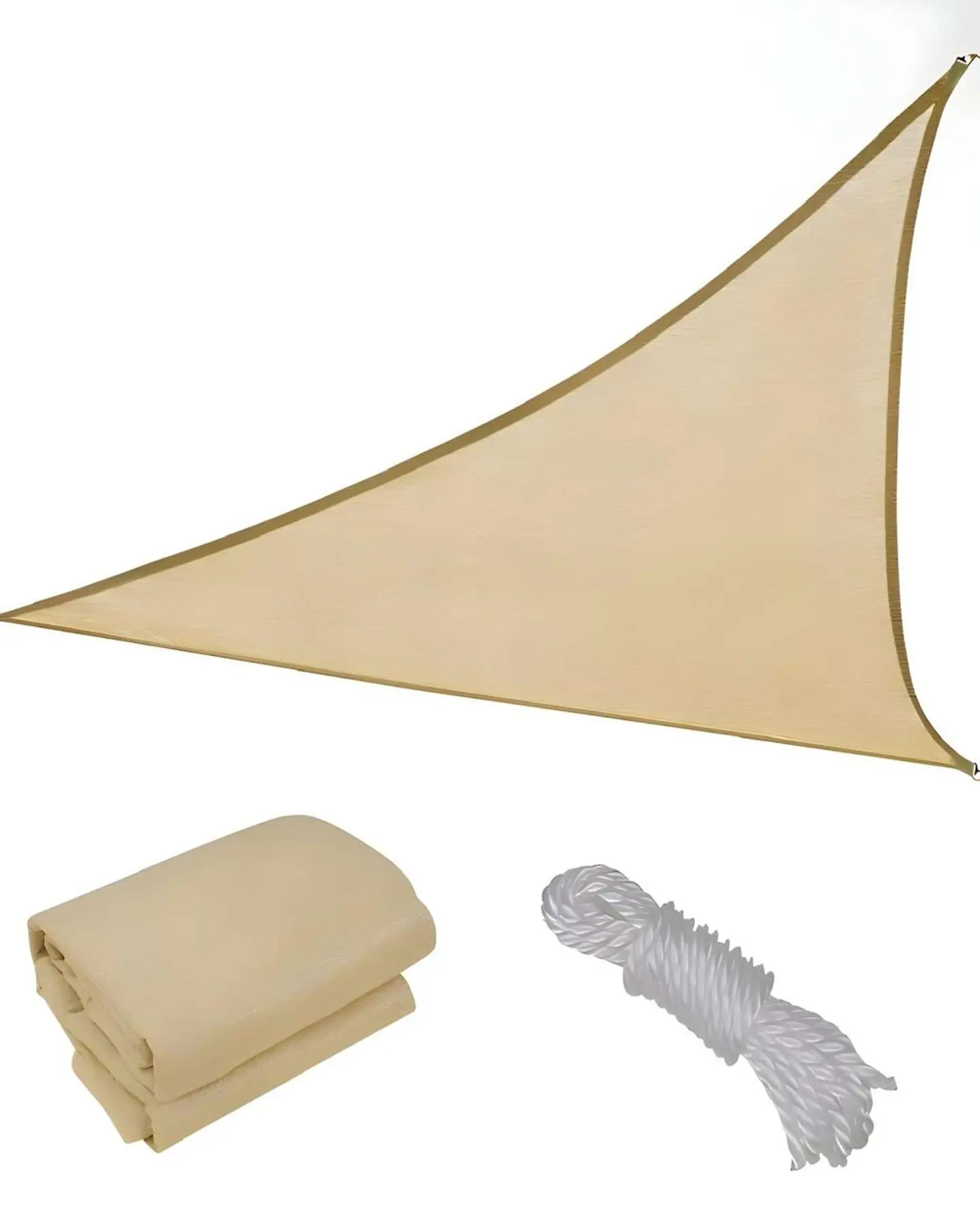 Toldo de Lona 5 x 5 x 5 Triangular  Vela para Sombra Parasol Permeable 1