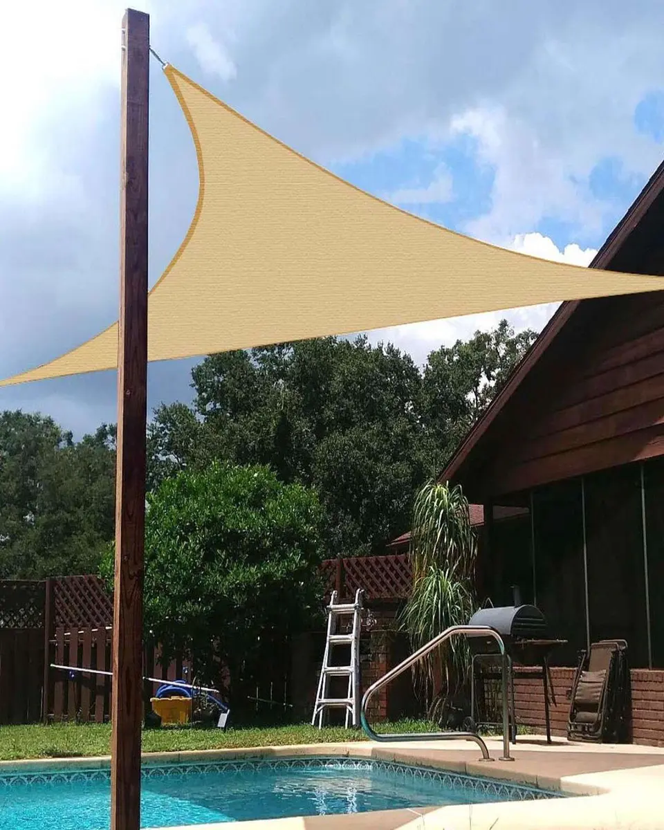 Toldo de Lona 5 x 5 x 5 Triangular  Vela para Sombra Parasol Permeable 6