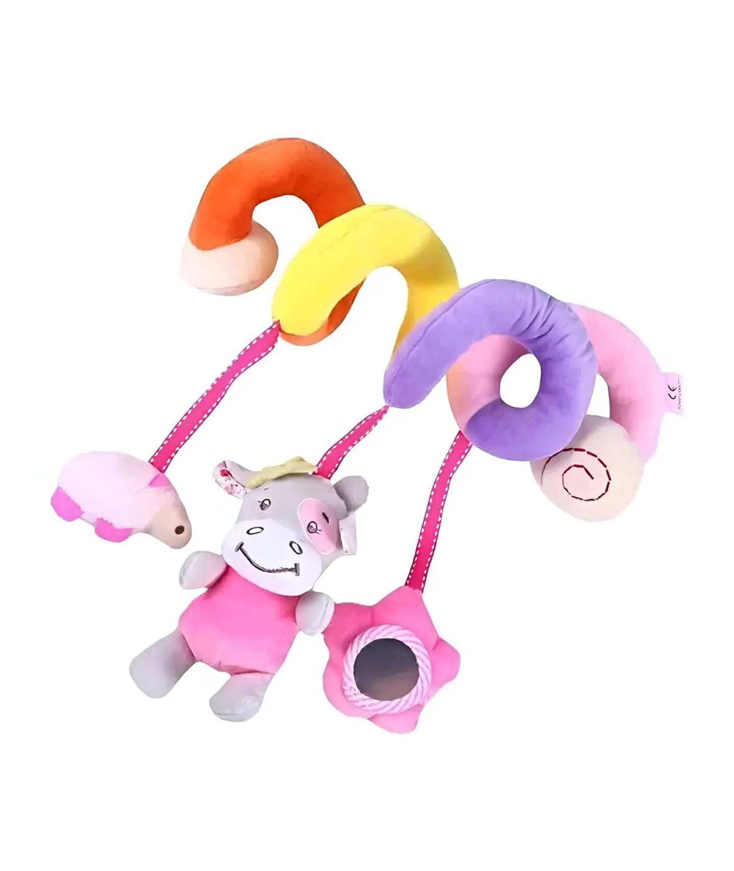 Sonajero bebé espiral colgante para cochecito diseño vaca 1