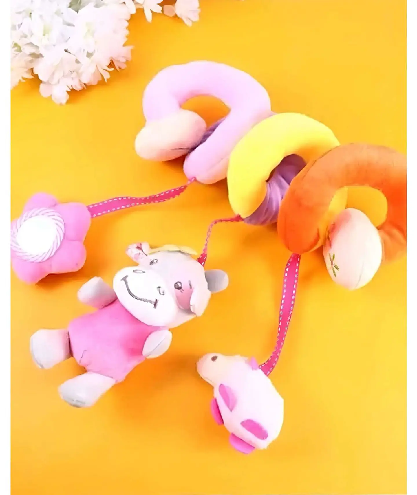 Sonajero bebé espiral colgante para cochecito diseño vaca 2