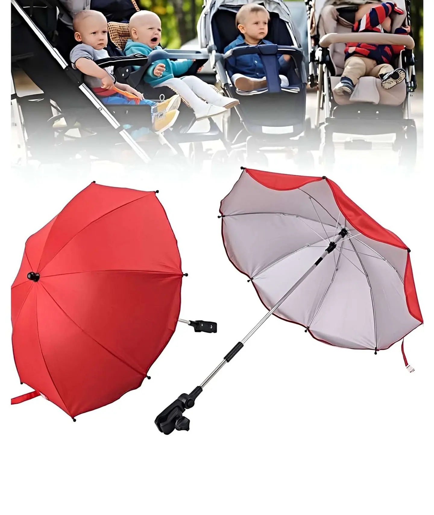 Sombrilla para cochecito de bebé portatil UV ROJO 3