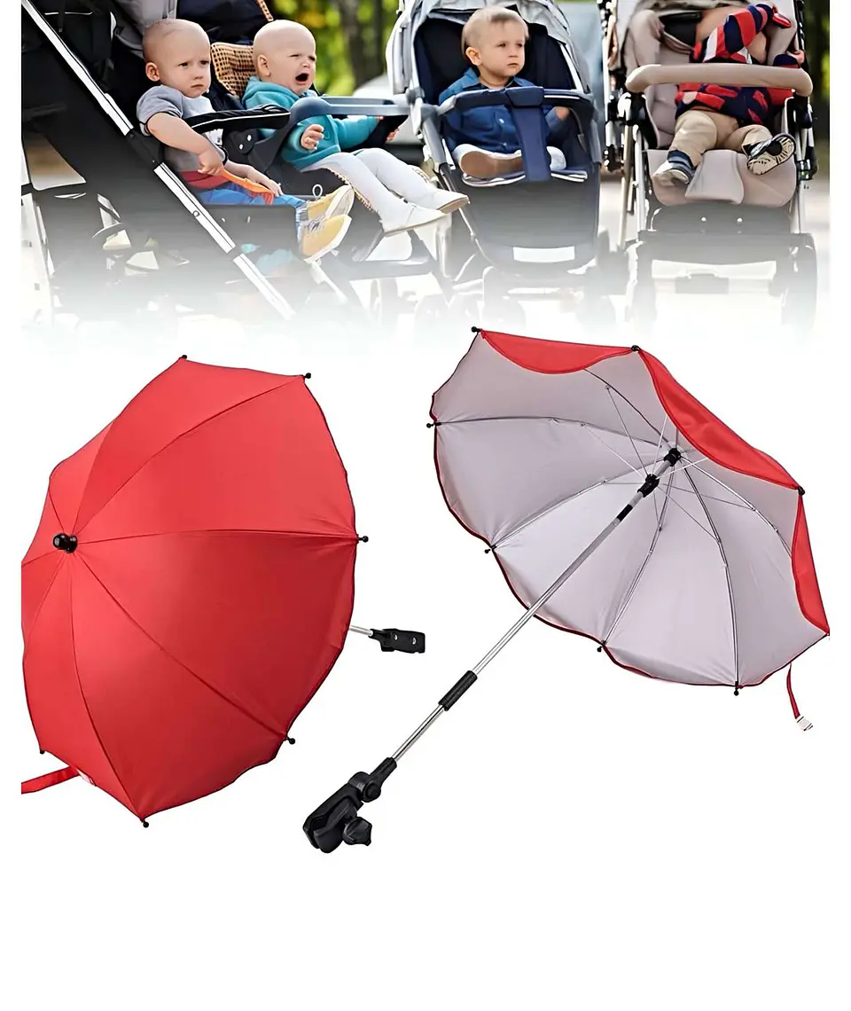 Sombrilla para cochecito de bebé portatil UV ROJO 3