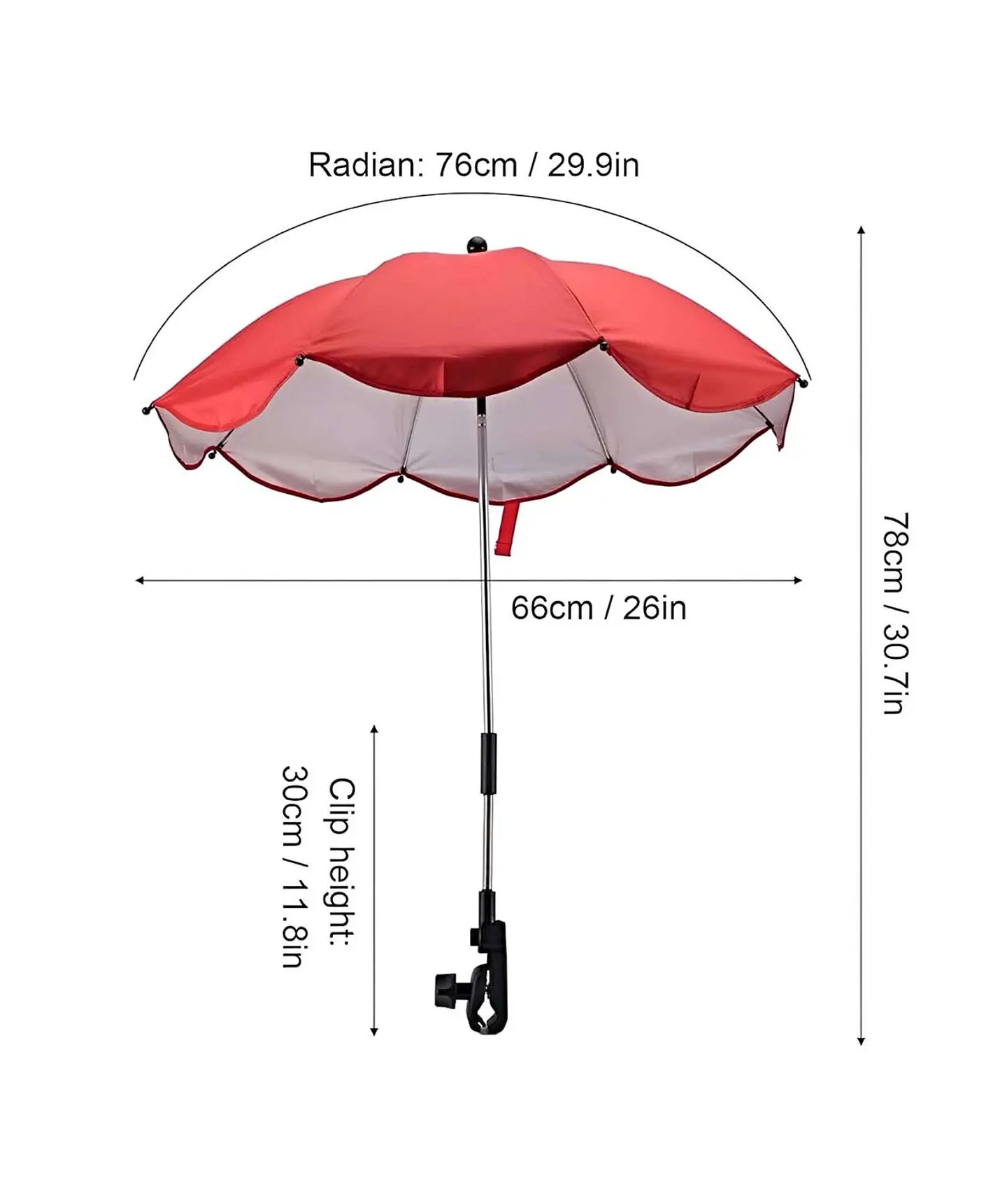 Sombrilla para cochecito de bebé portatil UV ROJO 4