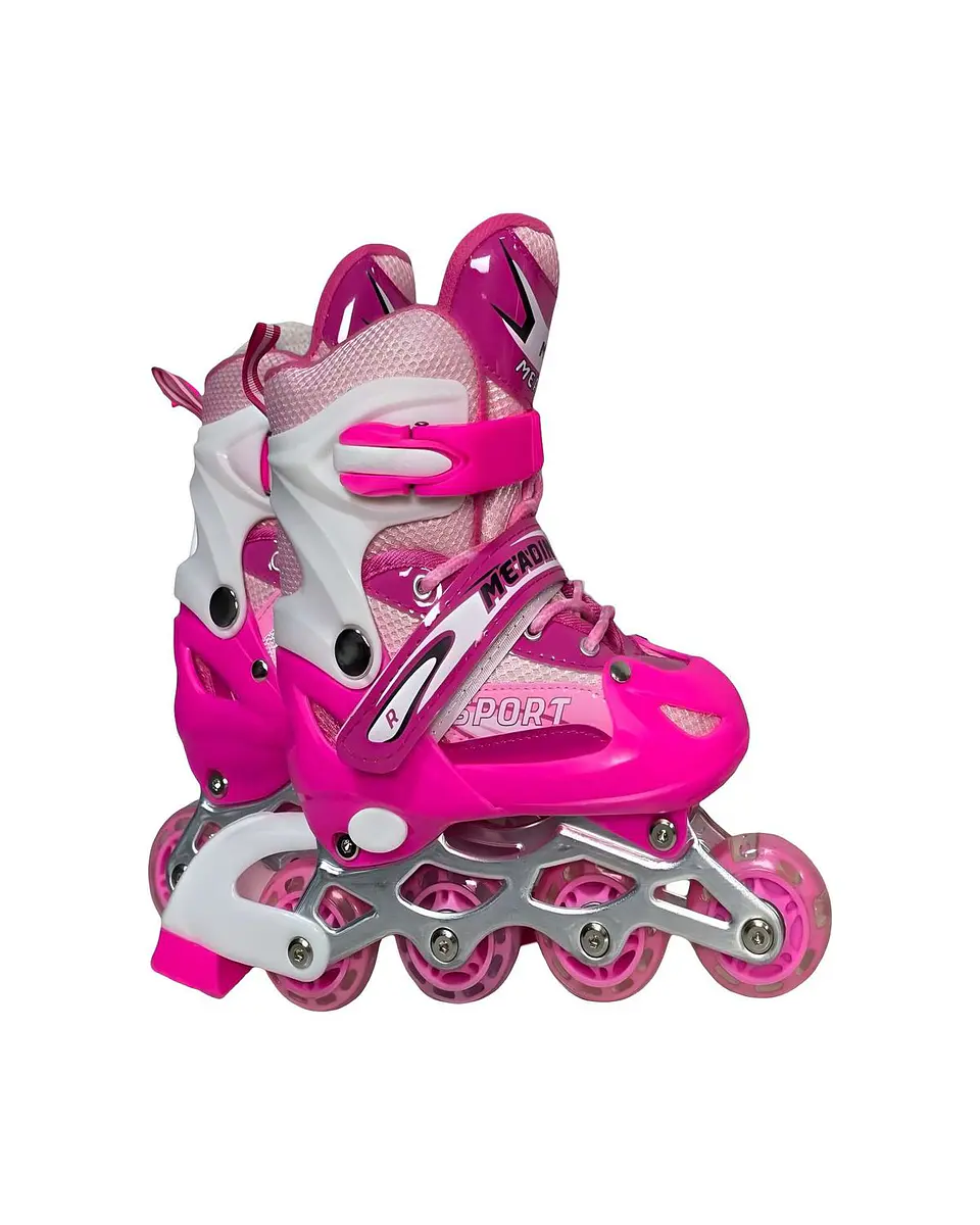 PATIN LINEAL CON LUCES Y KIT TALLA S 31-34 ROSADO 2