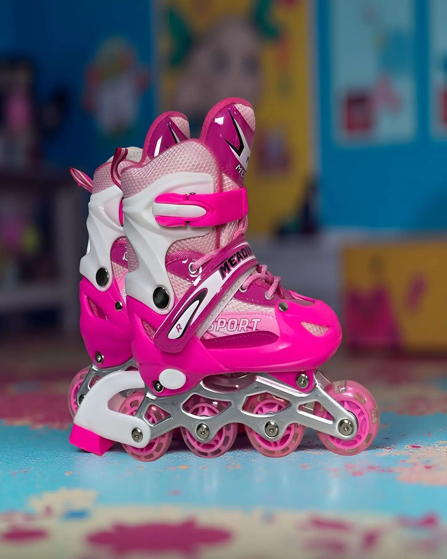 PATIN LINEAL CON LUCES Y KIT TALLA S 31-34 ROSADO 3