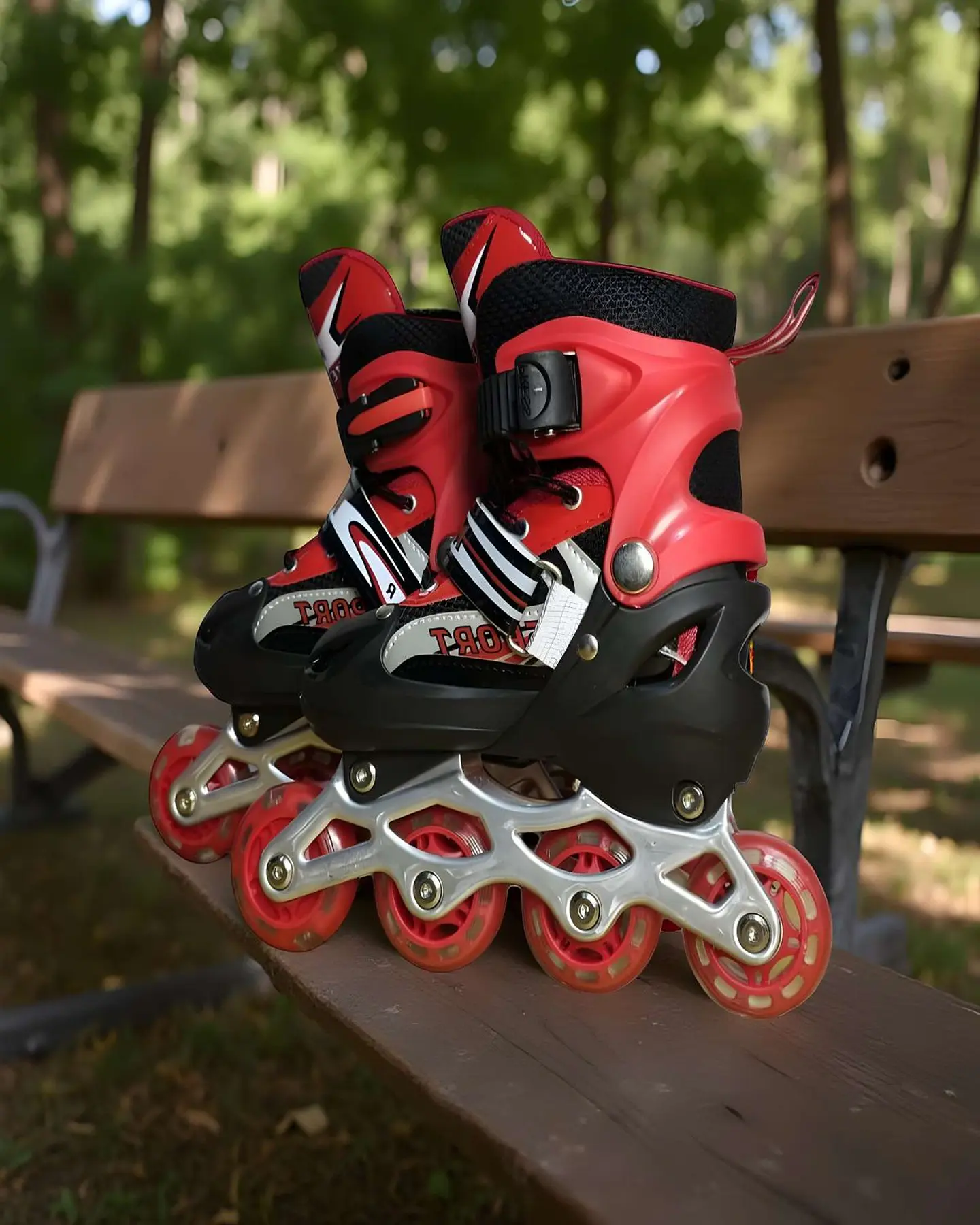 PATIN LINEAL CON LUCES Y KIT TALLA S 31-34 ROJO 4