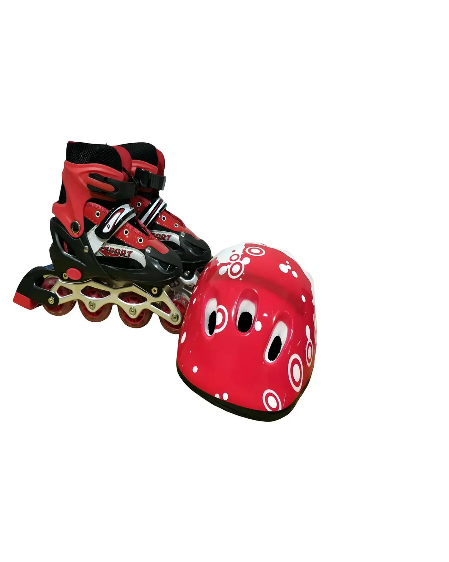 PATIN LINEAL CON LUCES Y KIT TALLA M 35-38 ROJO 1