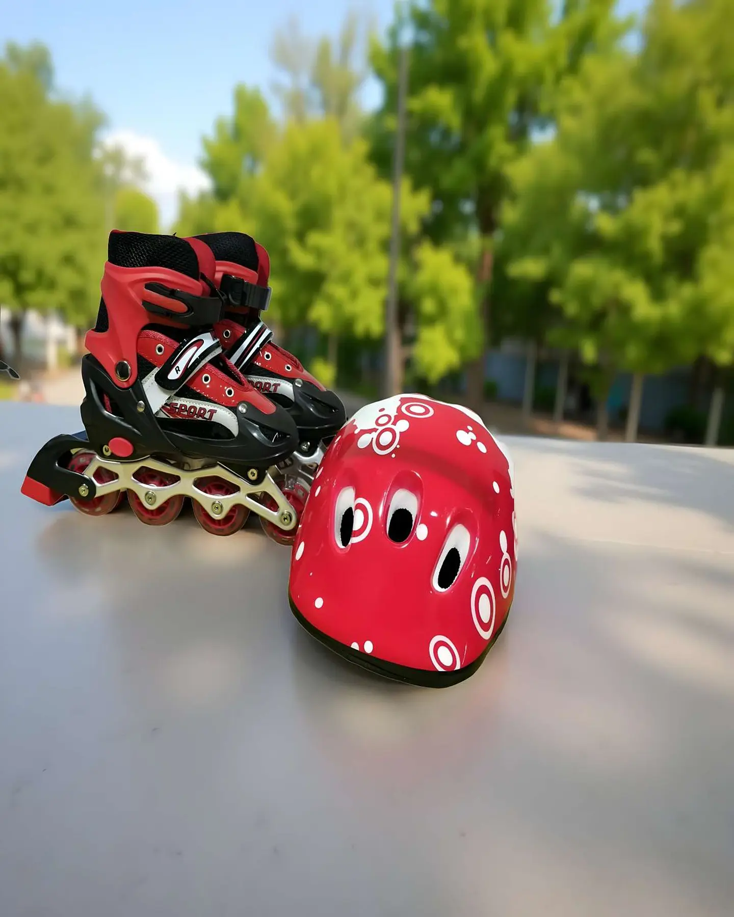 PATIN LINEAL CON LUCES Y KIT TALLA M 35-38 ROJO 3