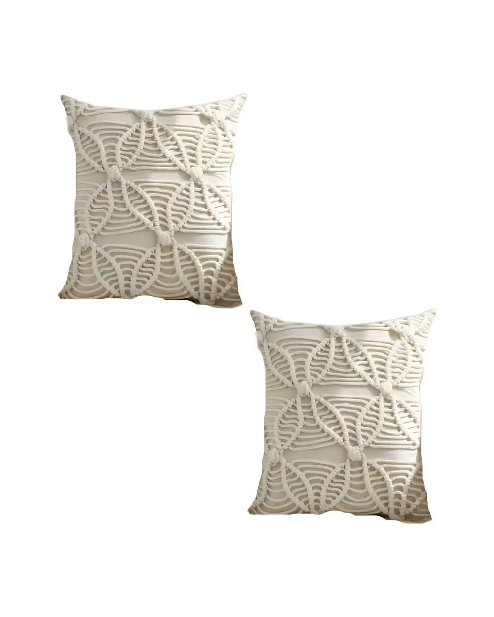 SET DE 2 FUNDAS DE COJIN ESTILO BOHEMIO 45X45 CM BLANCO 04 1