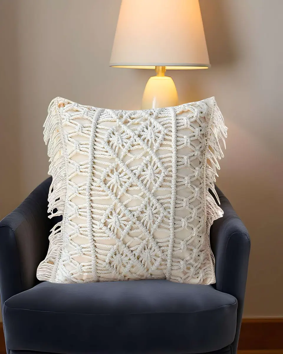 SET DE 4 FUNDAS DE COJIN ESTILO BOHEMIO 45X45 CM BLANCO 01 3