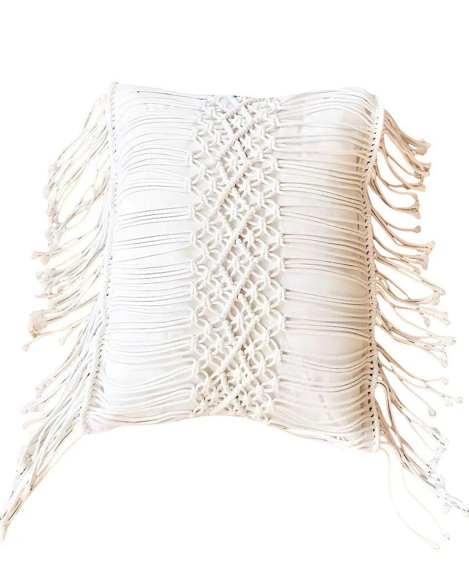 SET DE 4 FUNDAS DE COJIN ESTILO BOHEMIO 45X45 CM BLANCO 02 2