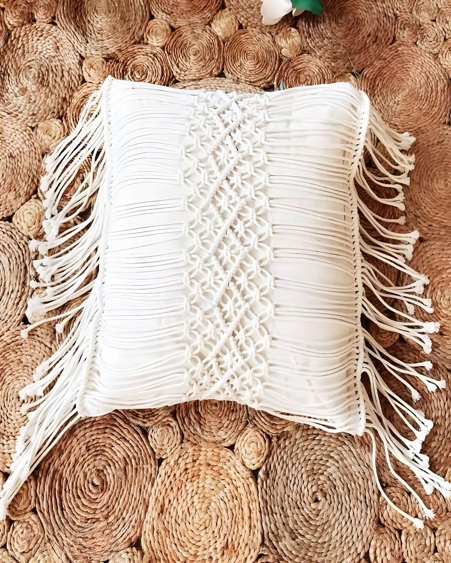 SET DE 4 FUNDAS DE COJIN ESTILO BOHEMIO 45X45 CM BLANCO 02 3