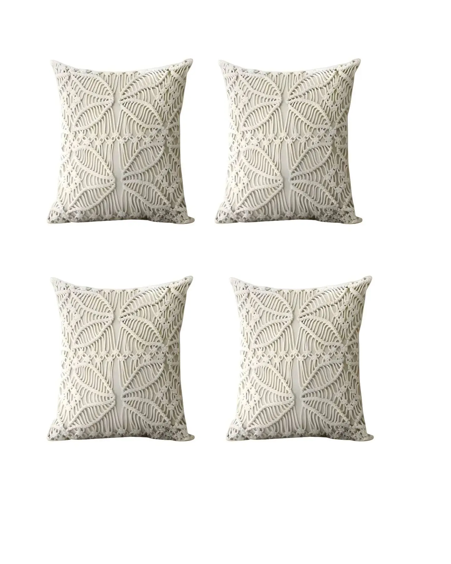SET DE 4 FUNDAS DE COJIN ESTILO BOHEMIO 45X45 CM BLANCO 05 1