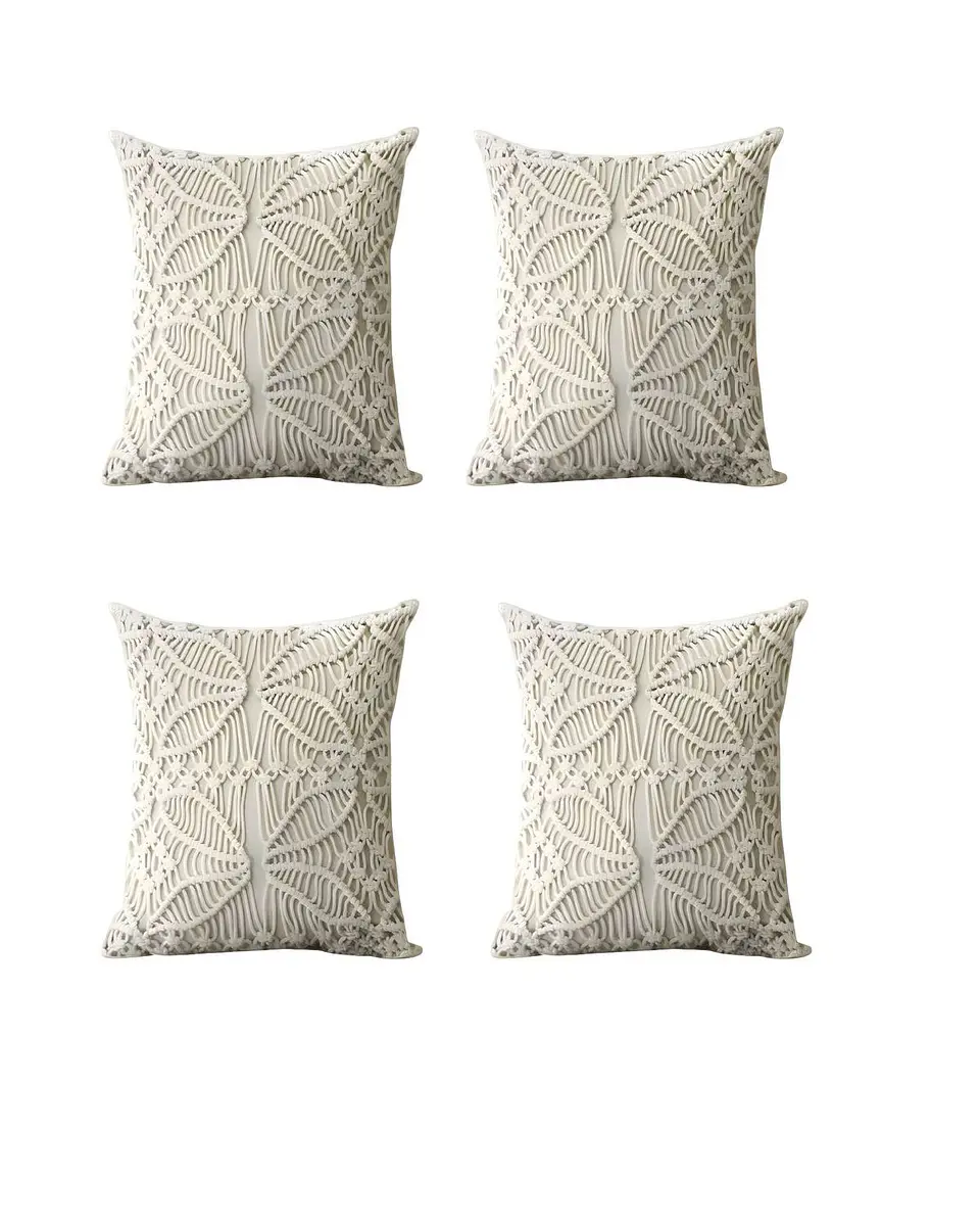 SET DE 4 FUNDAS DE COJIN ESTILO BOHEMIO 45X45 CM BLANCO 05 1