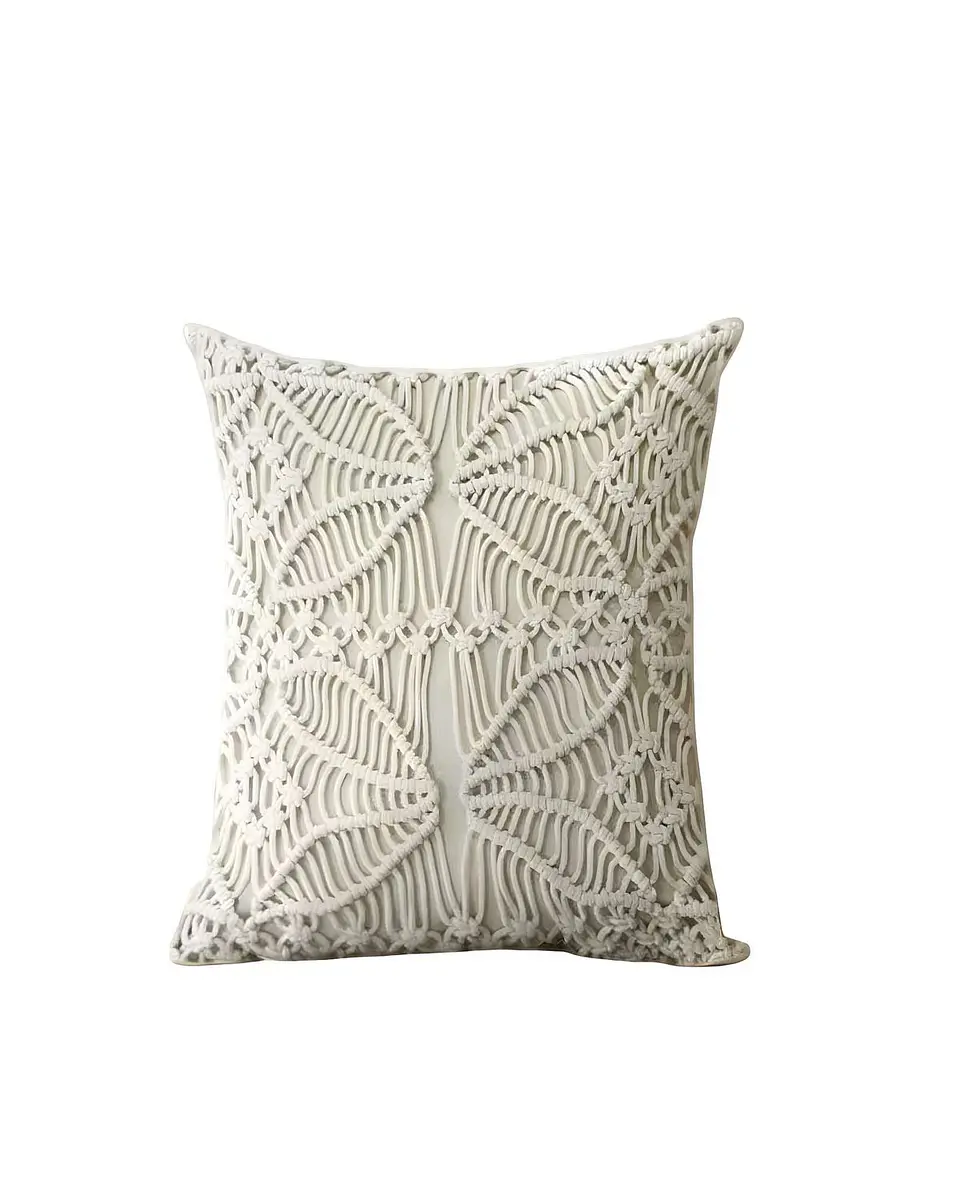 SET DE 4 FUNDAS DE COJIN ESTILO BOHEMIO 45X45 CM BLANCO 05 2