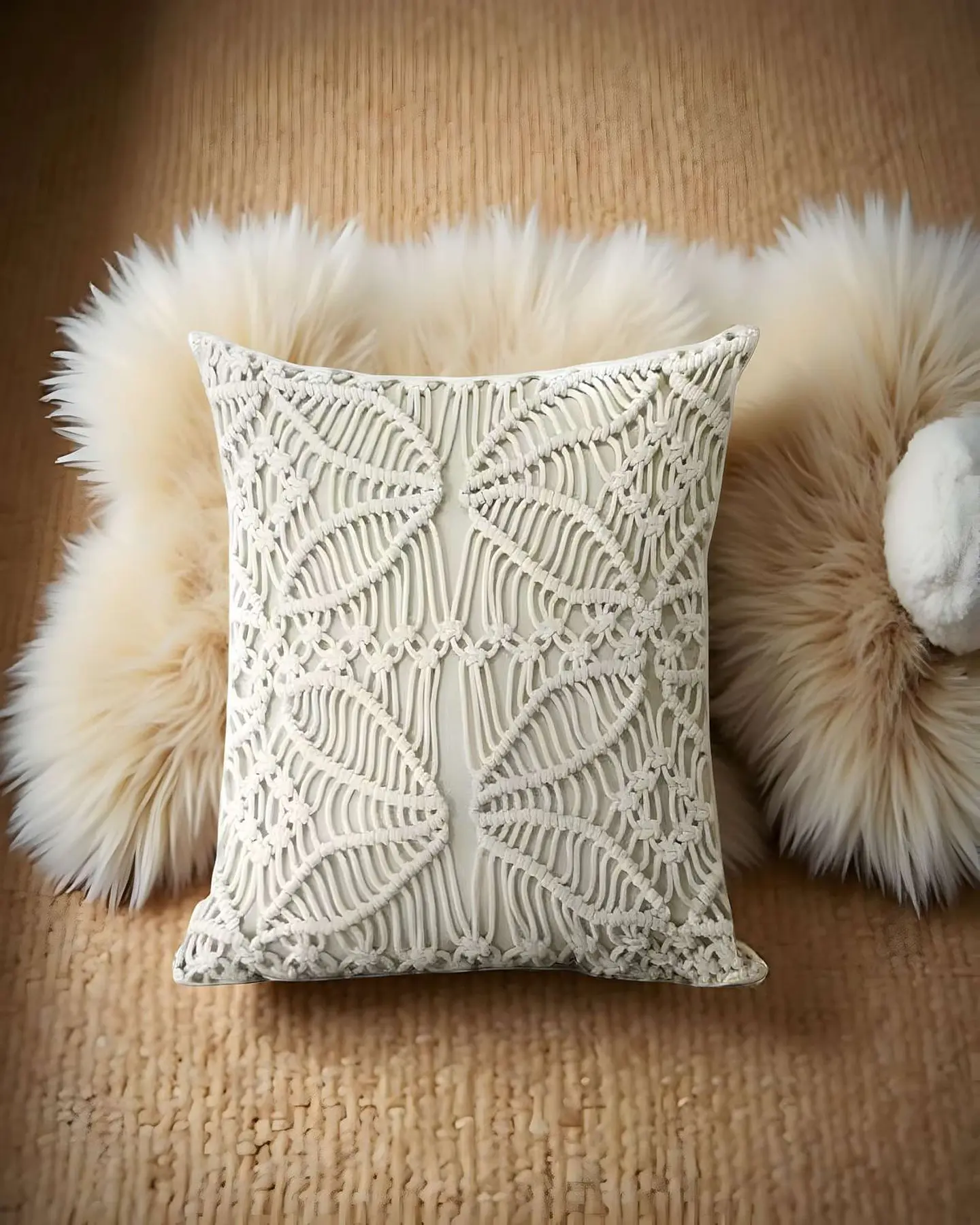 SET DE 4 FUNDAS DE COJIN ESTILO BOHEMIO 45X45 CM BLANCO 05 4