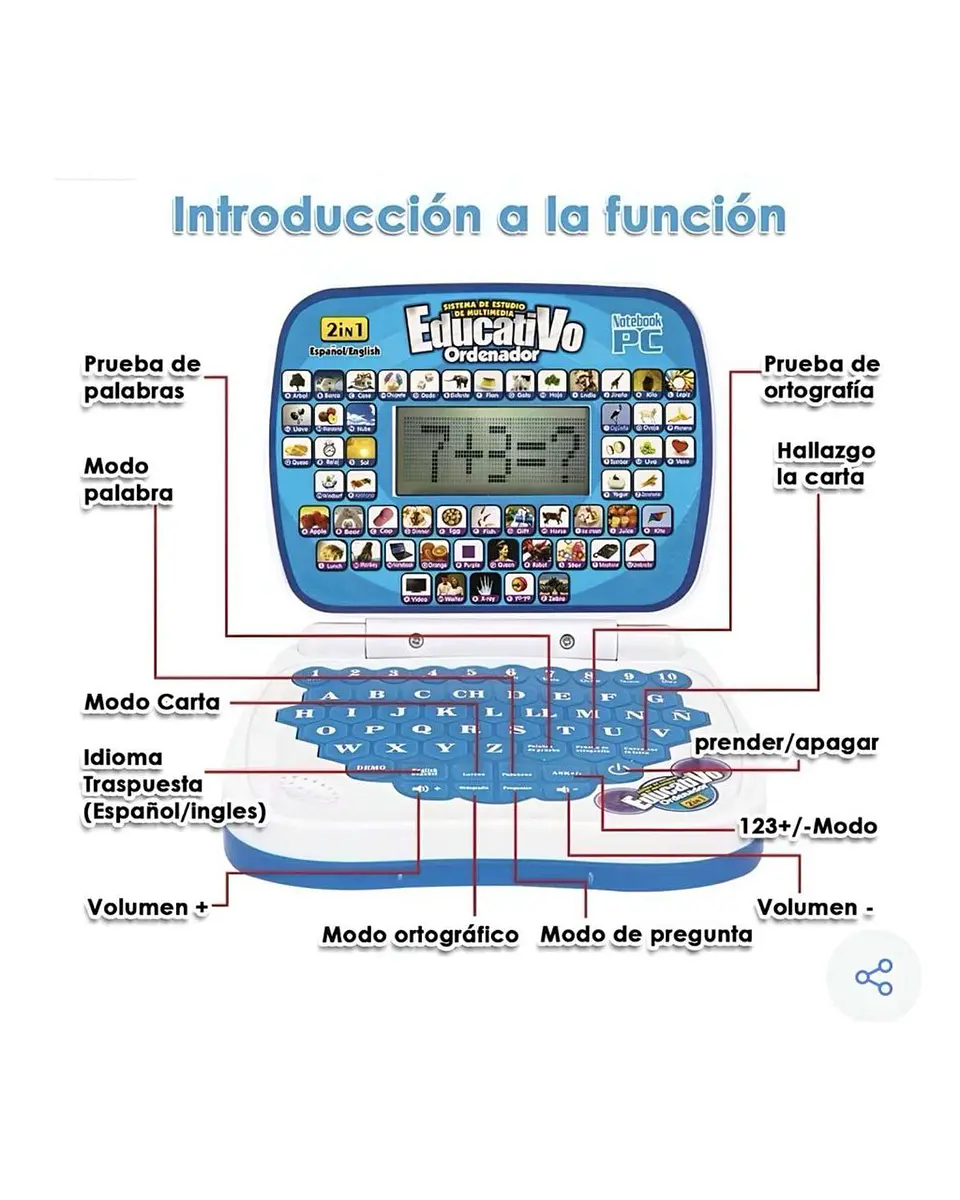 Mi primera mini laptop educativa bilingüe azul 3