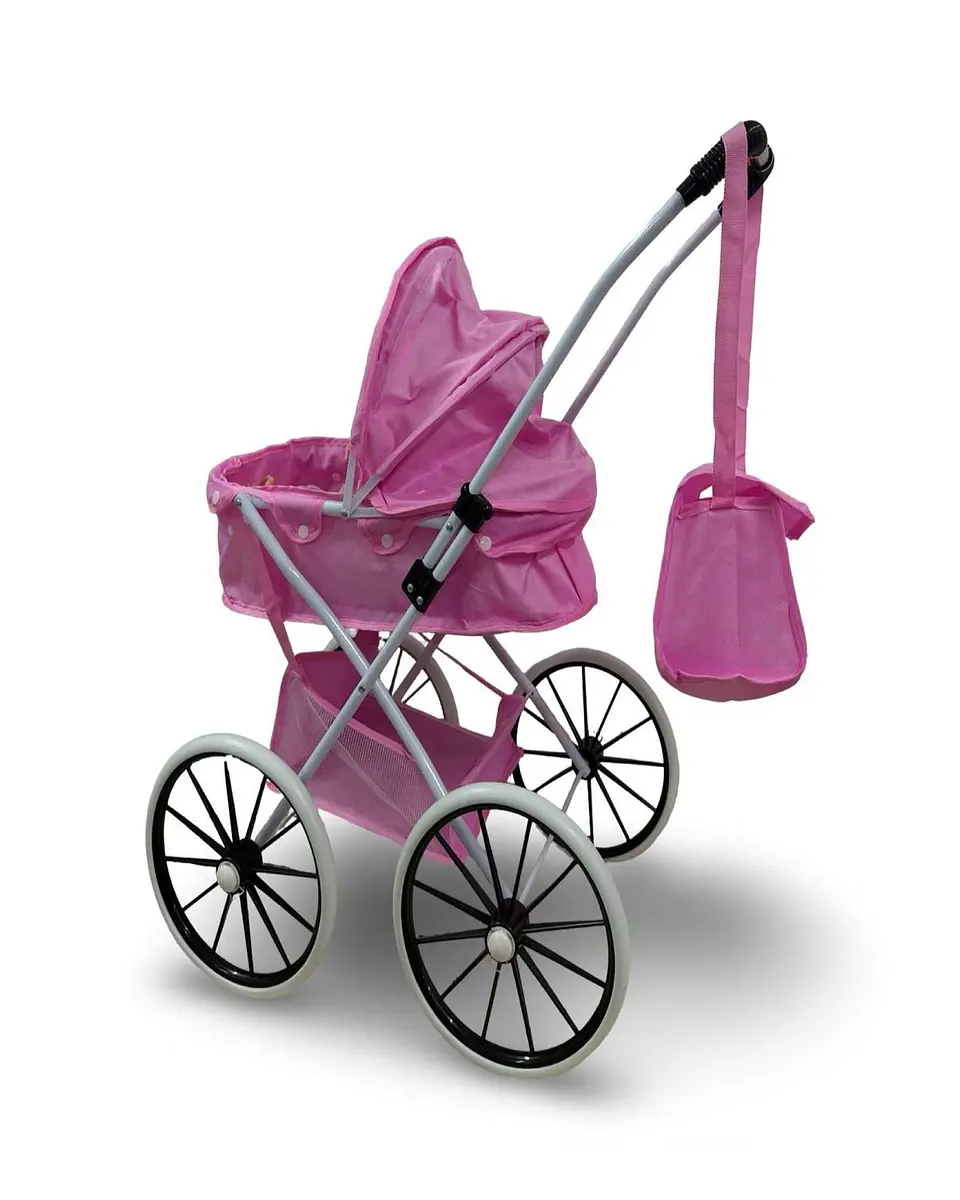 Coche De Muñeca Carreola Ruedas Grandes Rosa 2