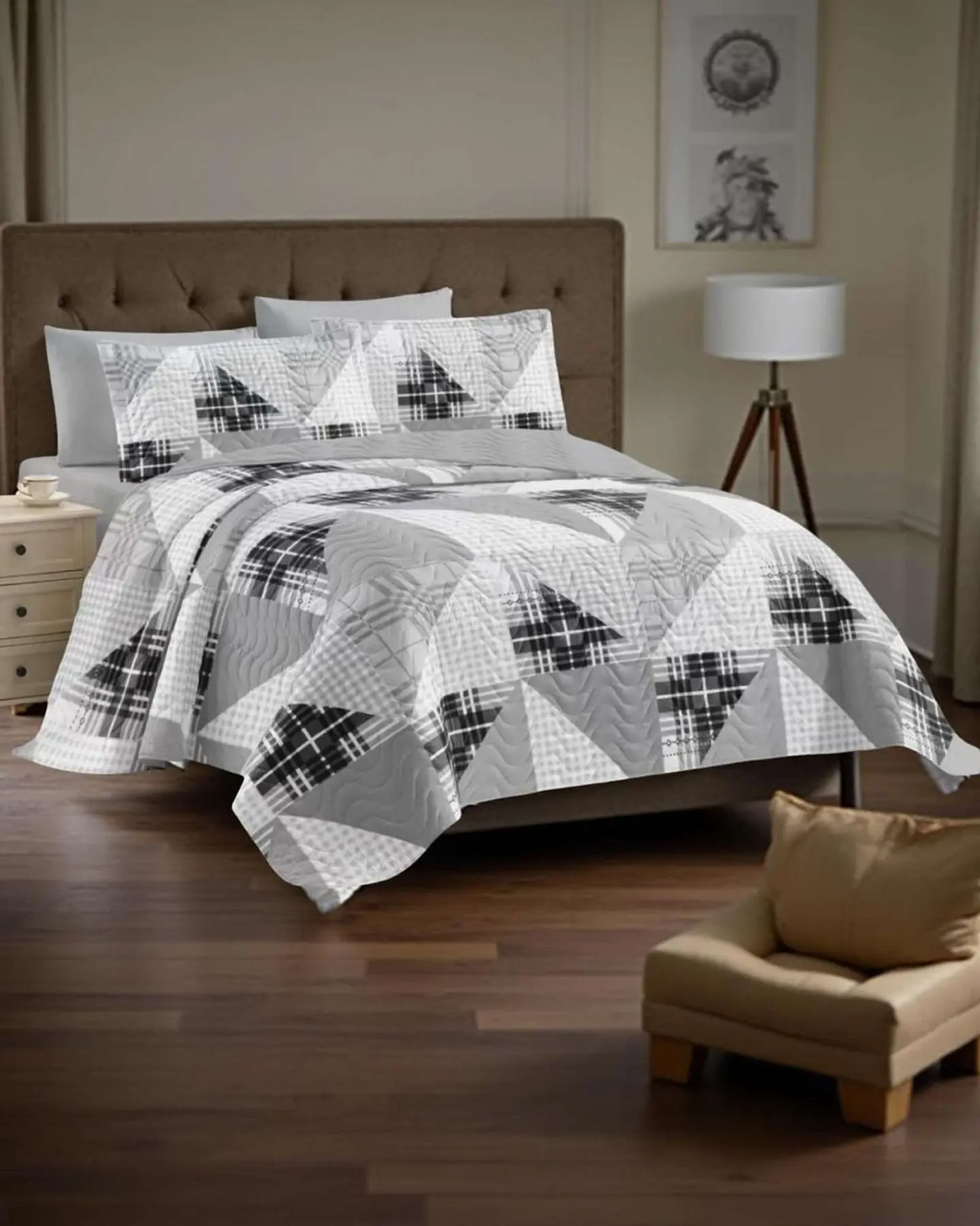 Cubrecama Quilt reversible Elegante y liviano 2 plazas y media 4