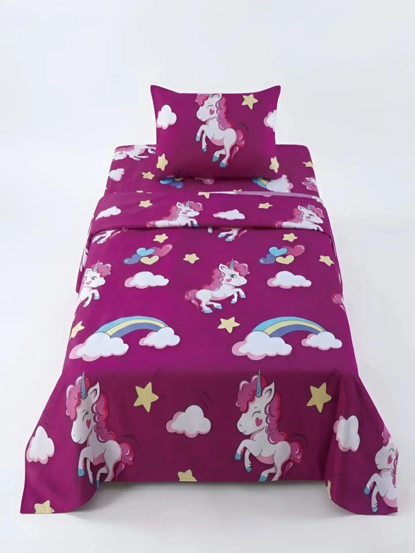 Juego De Sábanas Microfibra 1,5 Plazas Diseño Unicornio 3