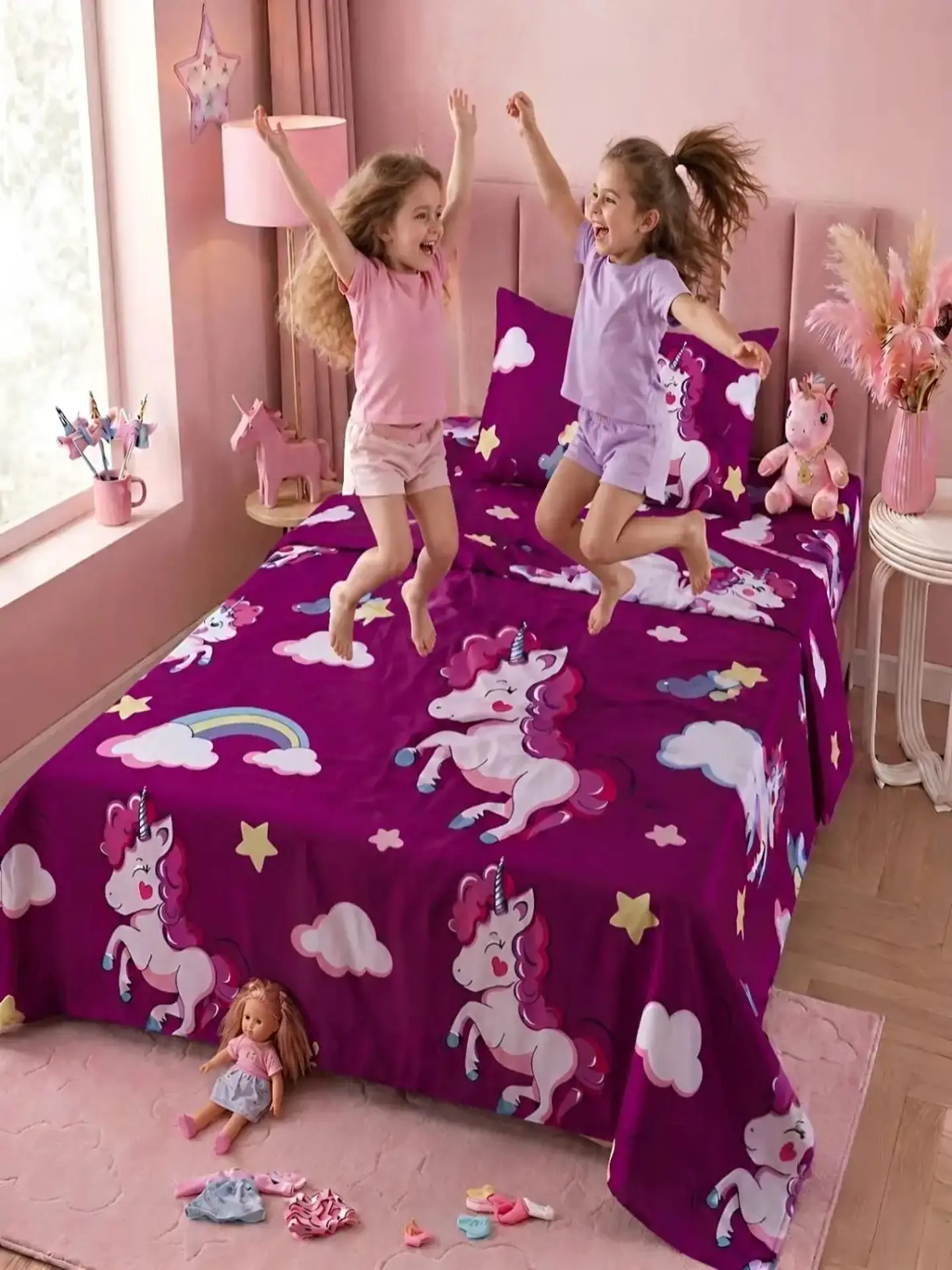 Juego De Sábanas Microfibra 1,5 Plazas Diseño Unicornio 5