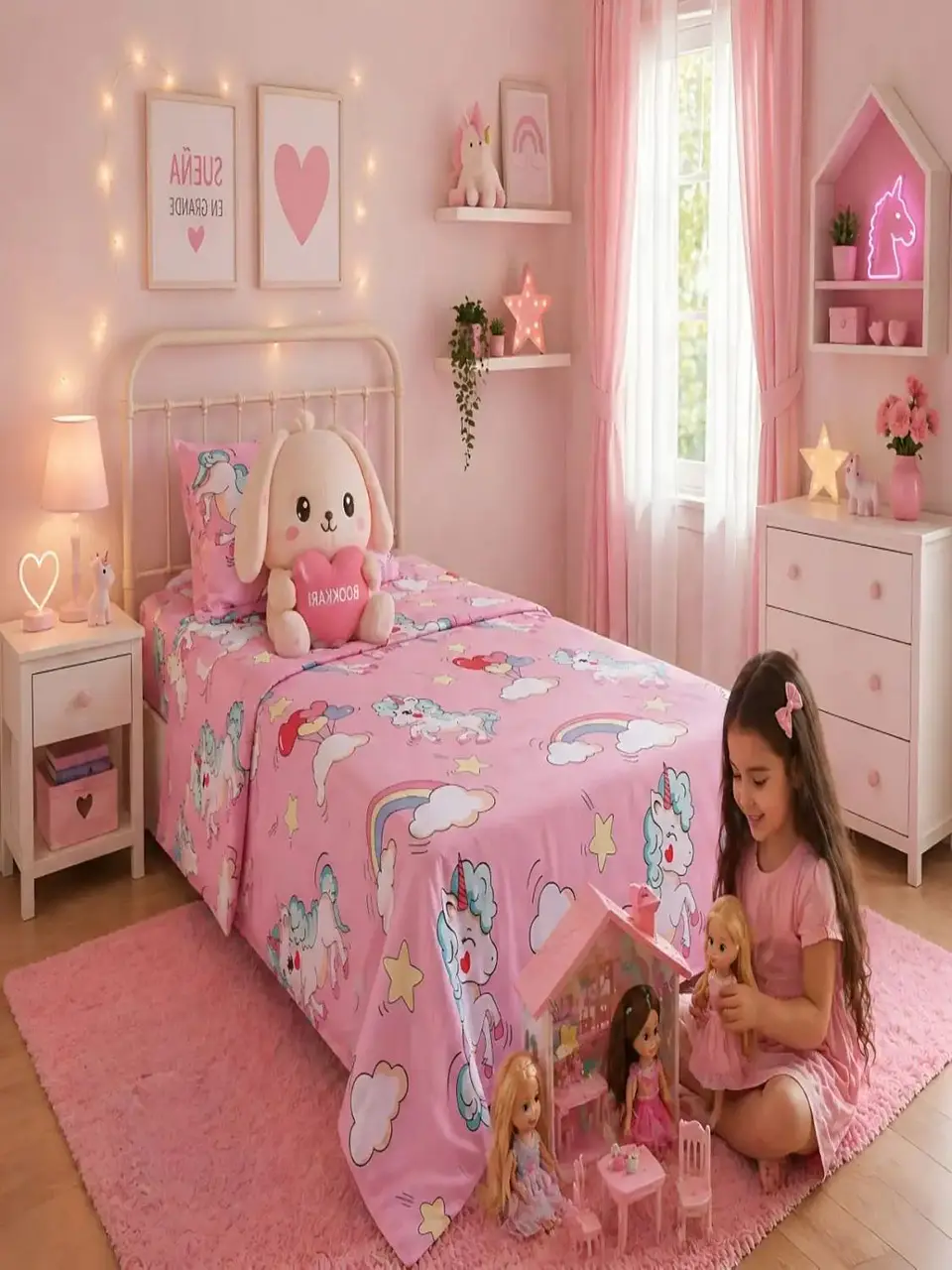 Juego De Sábanas Microfibra 1,5 Plazas Diseño Unicornio 7