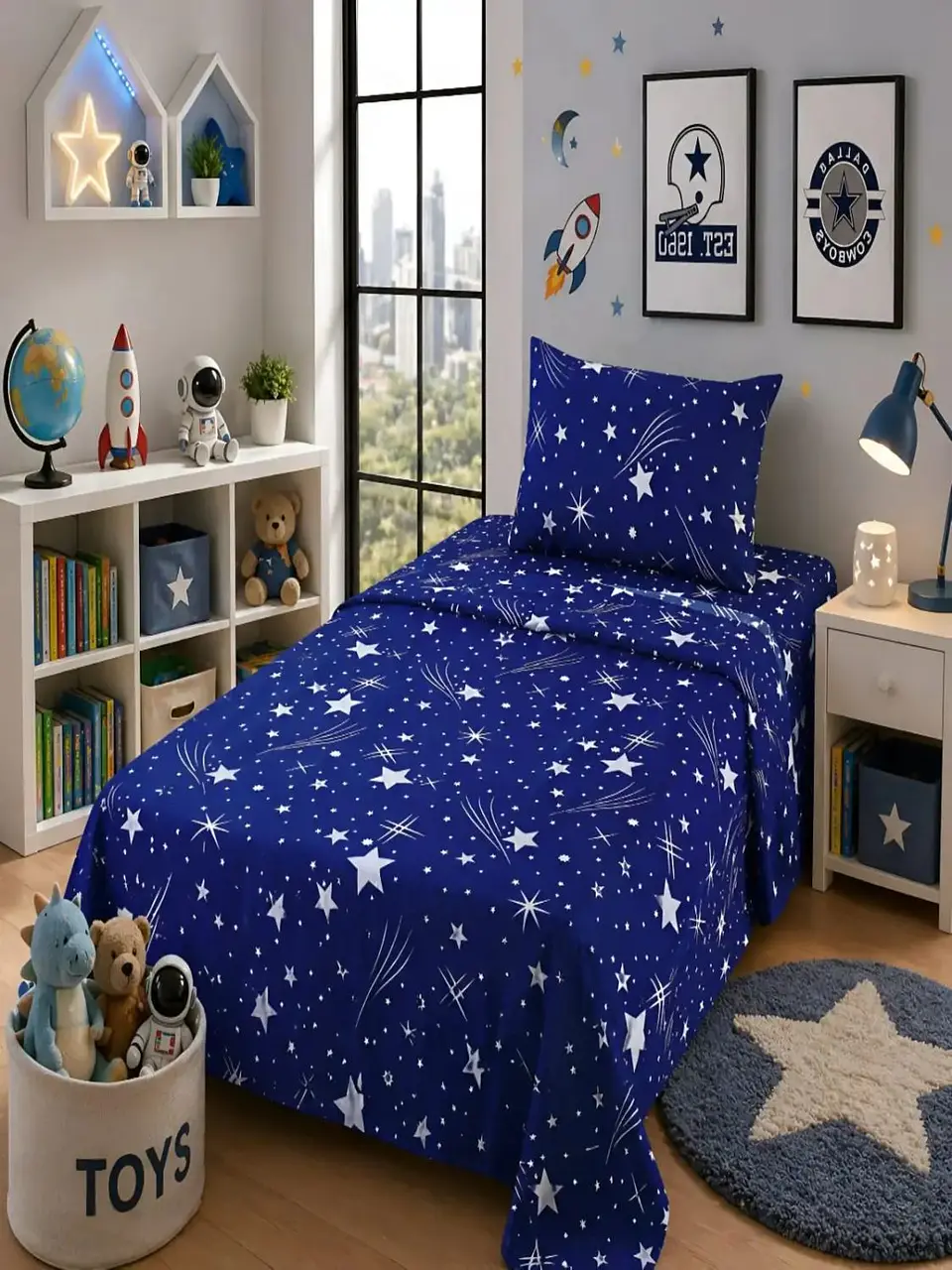 Juego De Sábanas Microfibra 1,5 Plazas Diseño Estrellas 6