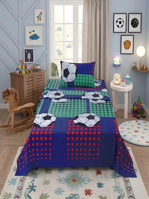 Juego De Sábanas Microfibra 1,5 Plazas Diseño Futbol