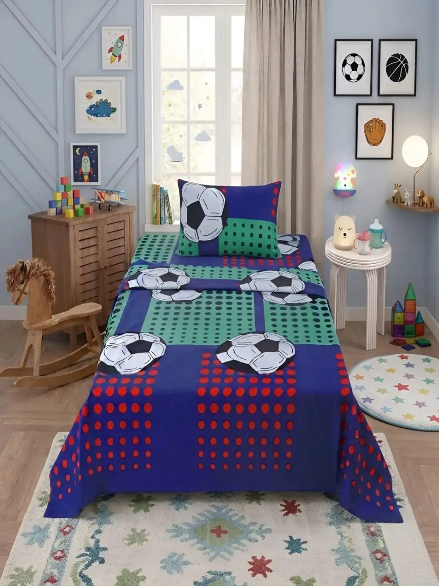 Juego De Sábanas Microfibra 1,5 Plazas Diseño Futbol 1