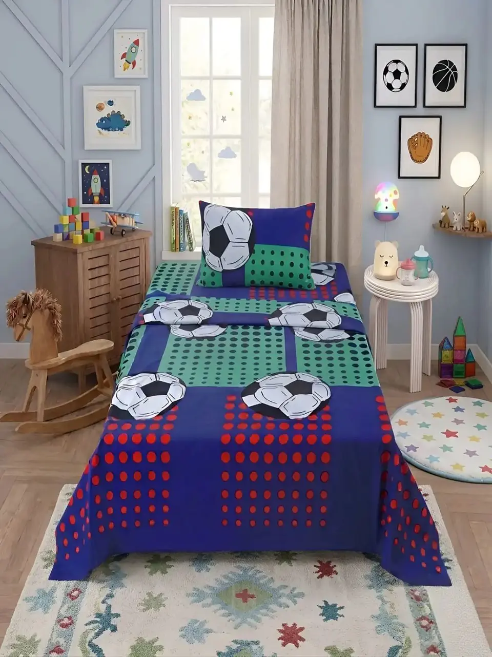 Juego De Sábanas Microfibra 1,5 Plazas Diseño Futbol 1