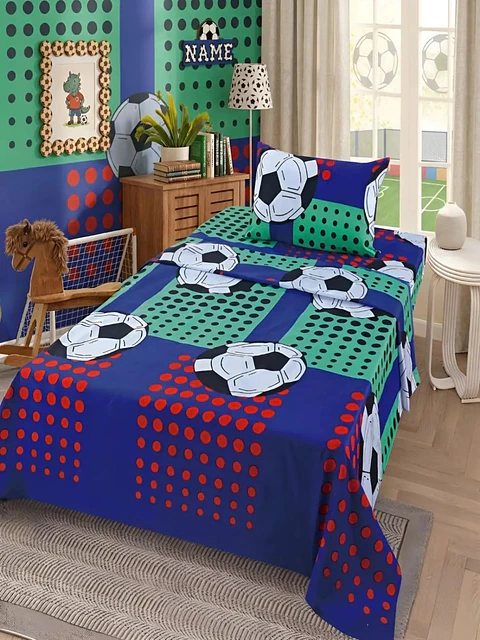 Juego De Sábanas Microfibra 1,5 Plazas Diseño Futbol