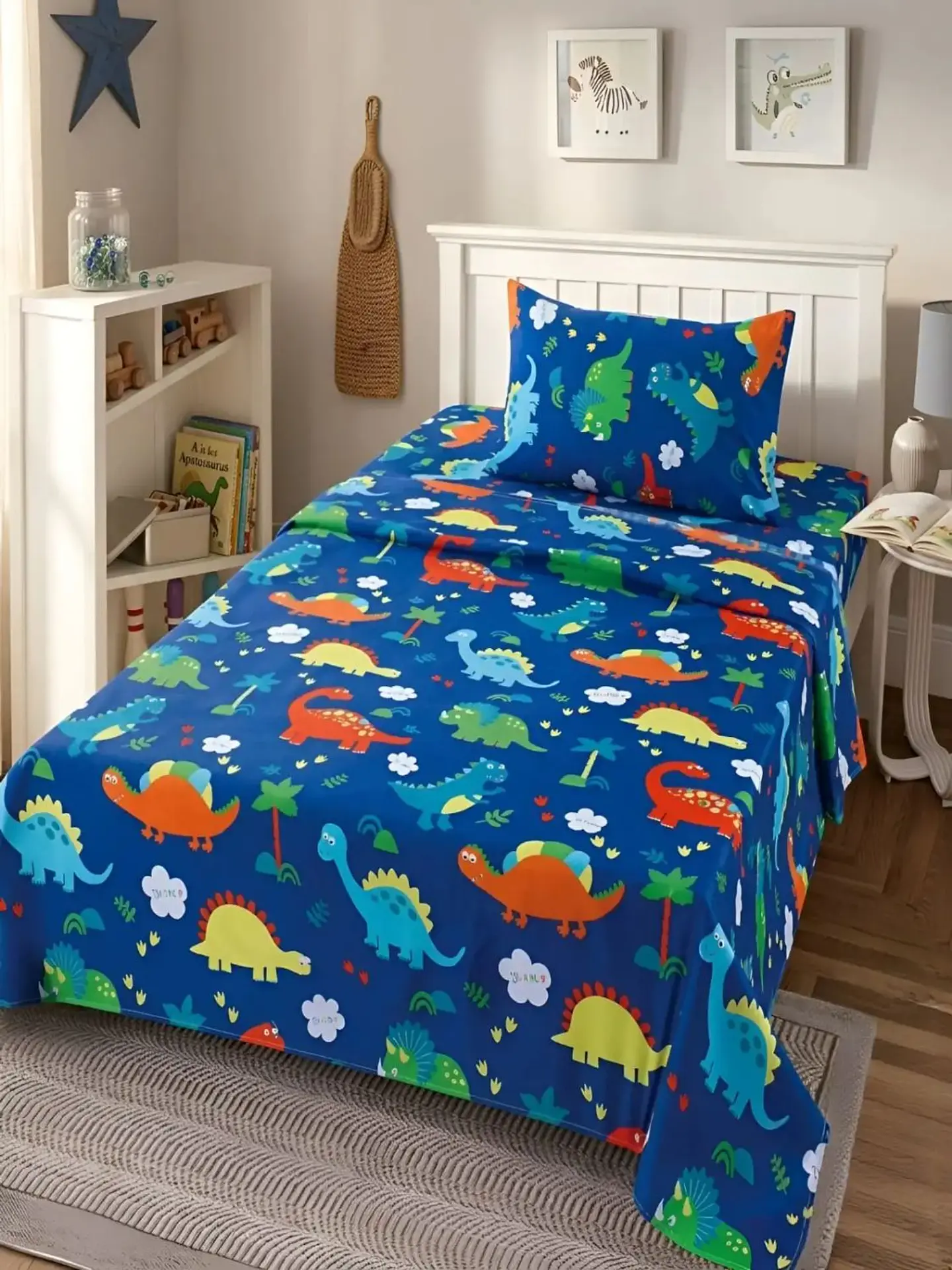 Juego De Sábanas Microfibra 1,5 Plazas Diseño Dinosaurios 2