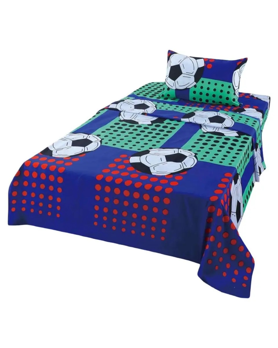 Juego de Sabanas de verano pelota de Futbol niño Infantil plaza y media  MAS 1 ALMOHADA 4