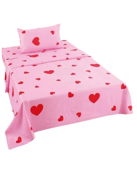 Juego de Sabanas de verano Corazón niña Infantil plaza y media  MAS 1 ALMOHADA