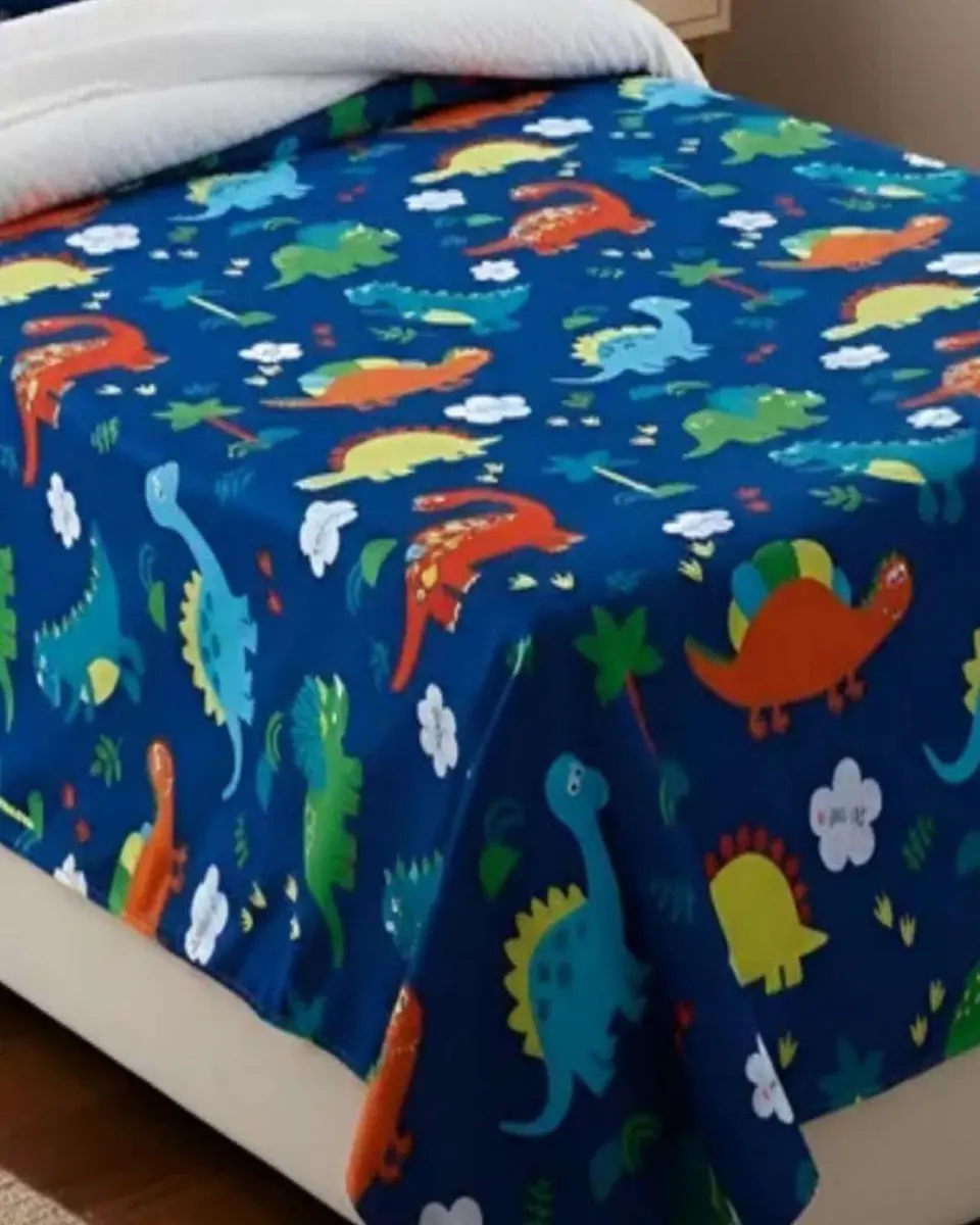 Juego de Sabanas de verano Dinosaurio niño Infantil plaza y media  MAS 1 ALMOHADA 3