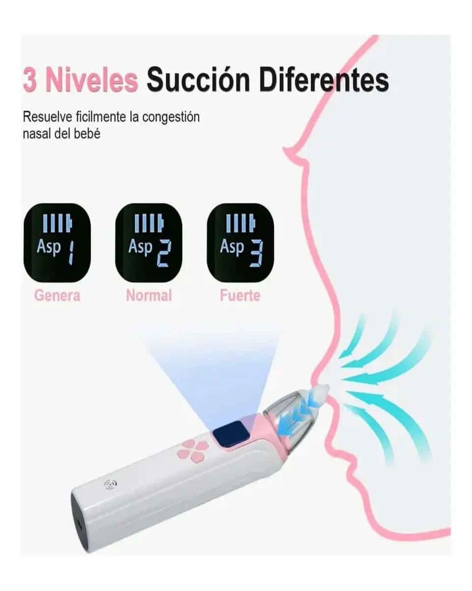 Aspirador Nasal para bebes Electrico Recargable rosa 4