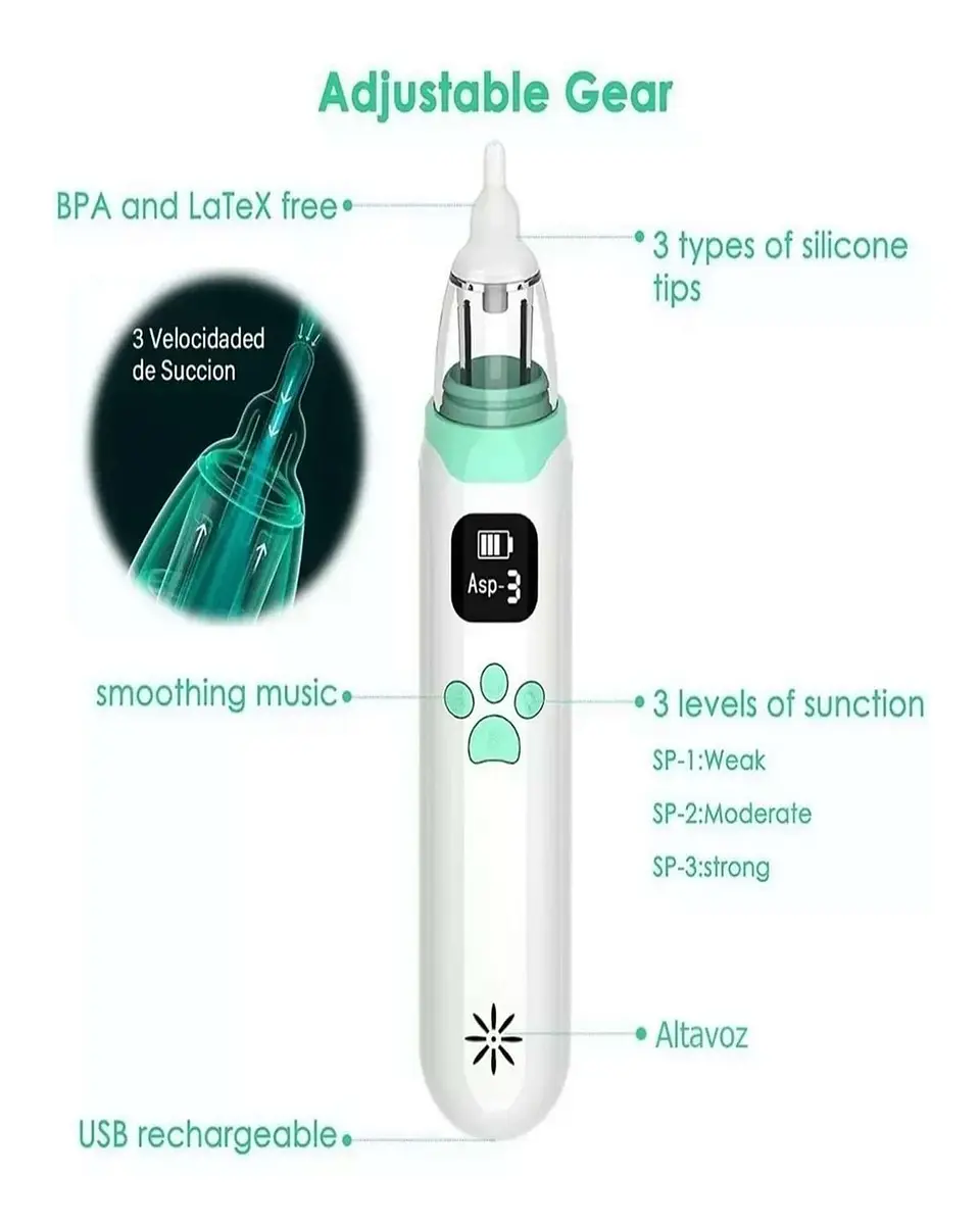 Aspirador Nasal para bebes Electrico Recargable Verde 3