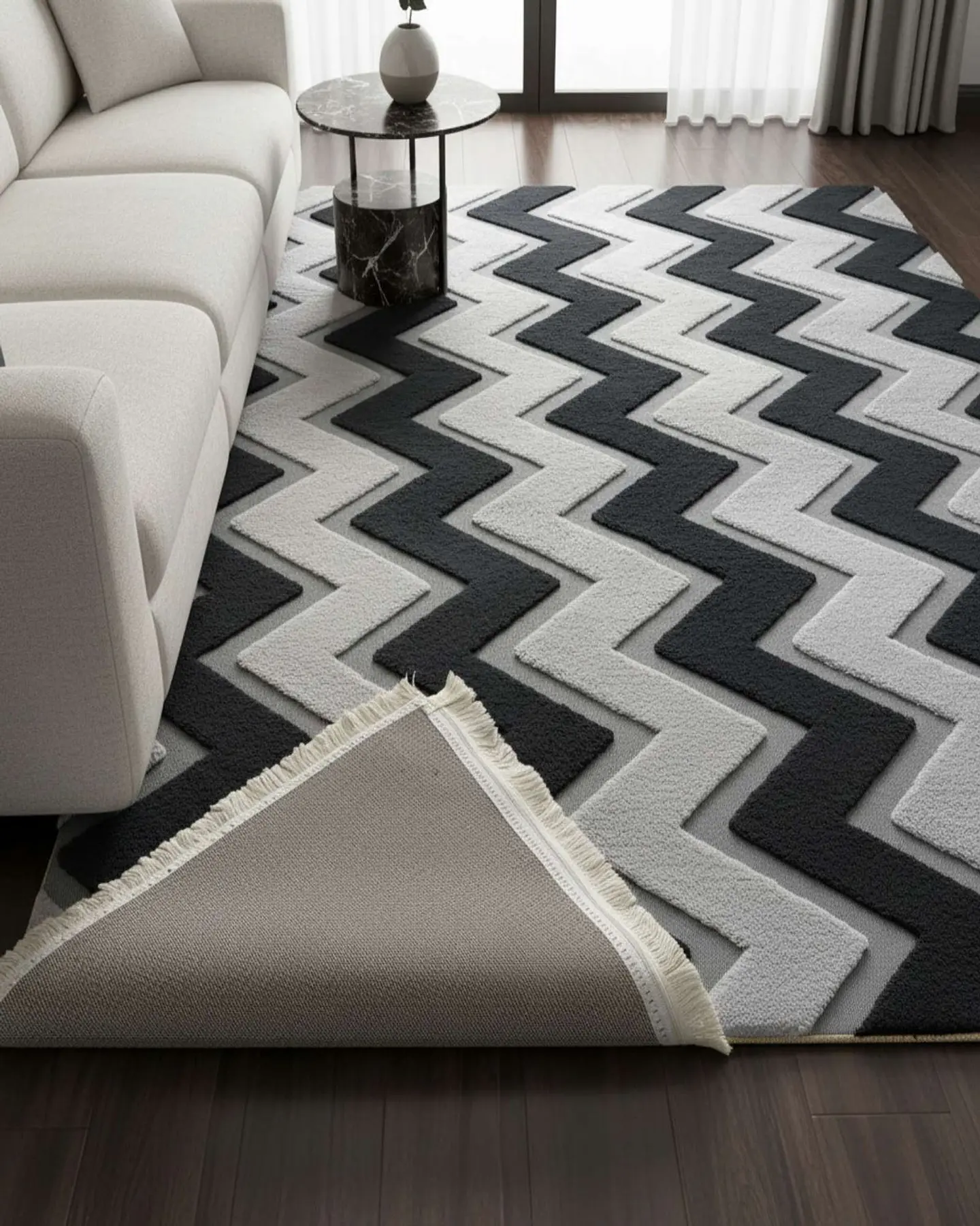 ALFOMBRA CON RELIEVE DISEÑO JACQUARD ANTIDESLIZANTE 150X200 CM 5