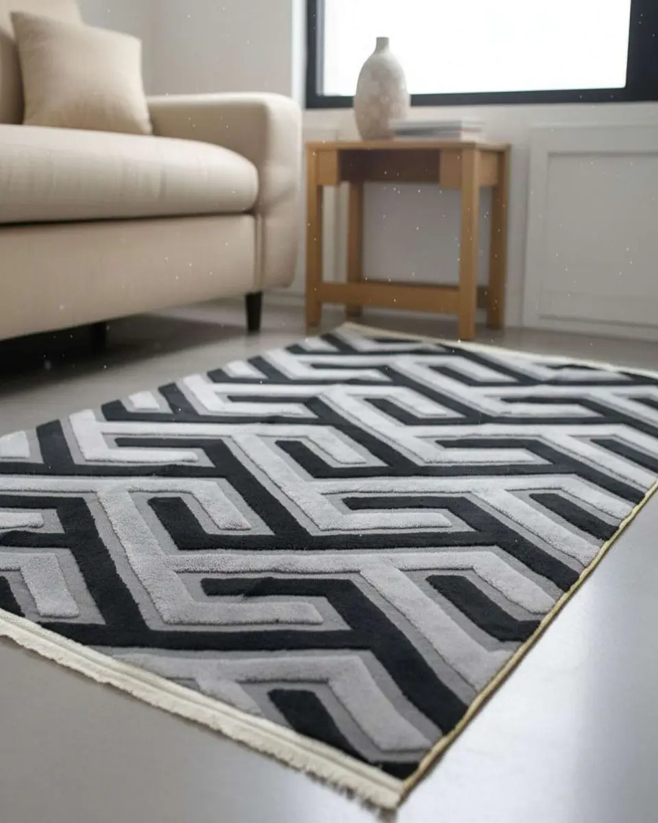 ALFOMBRA CON RELIEVE DISEÑO JACQUARD ANTIDESLIZANTE 150X200 CM 1