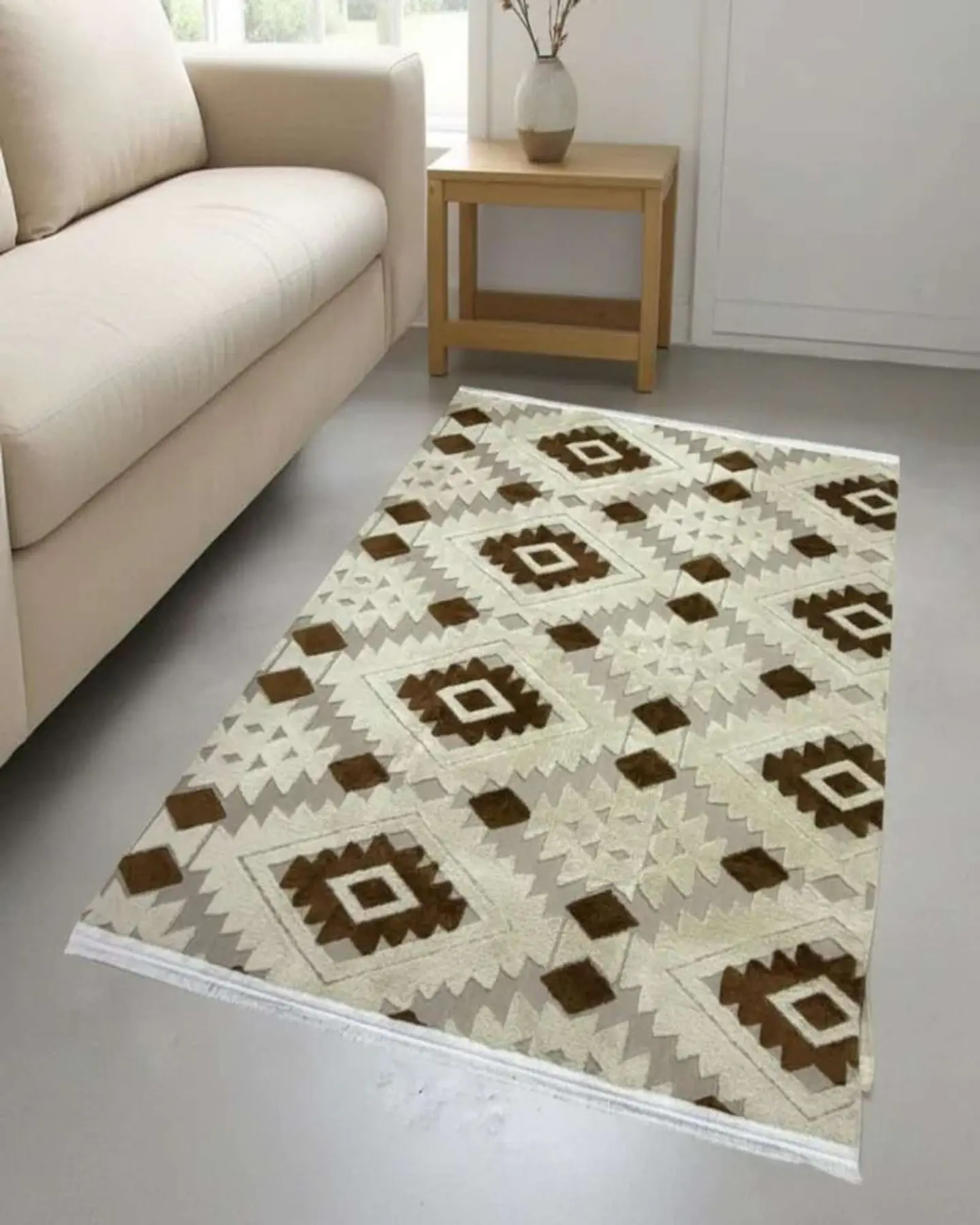 ALFOMBRA CON RELIEVE DISEÑO JACQUARD ANTIDESLIZANTE 150X200 CM 3